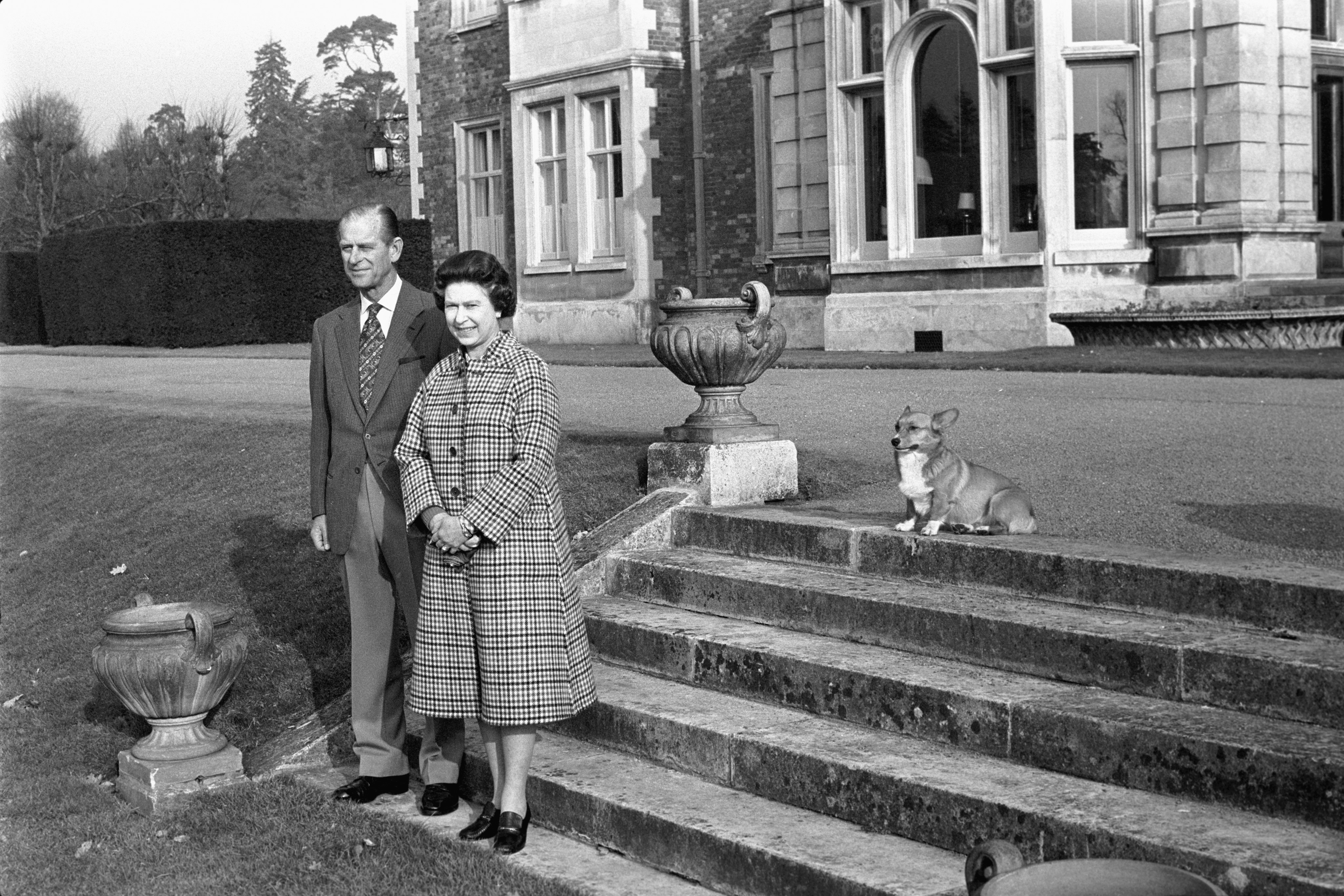 Queen and Duke of Edinburgh with corgi