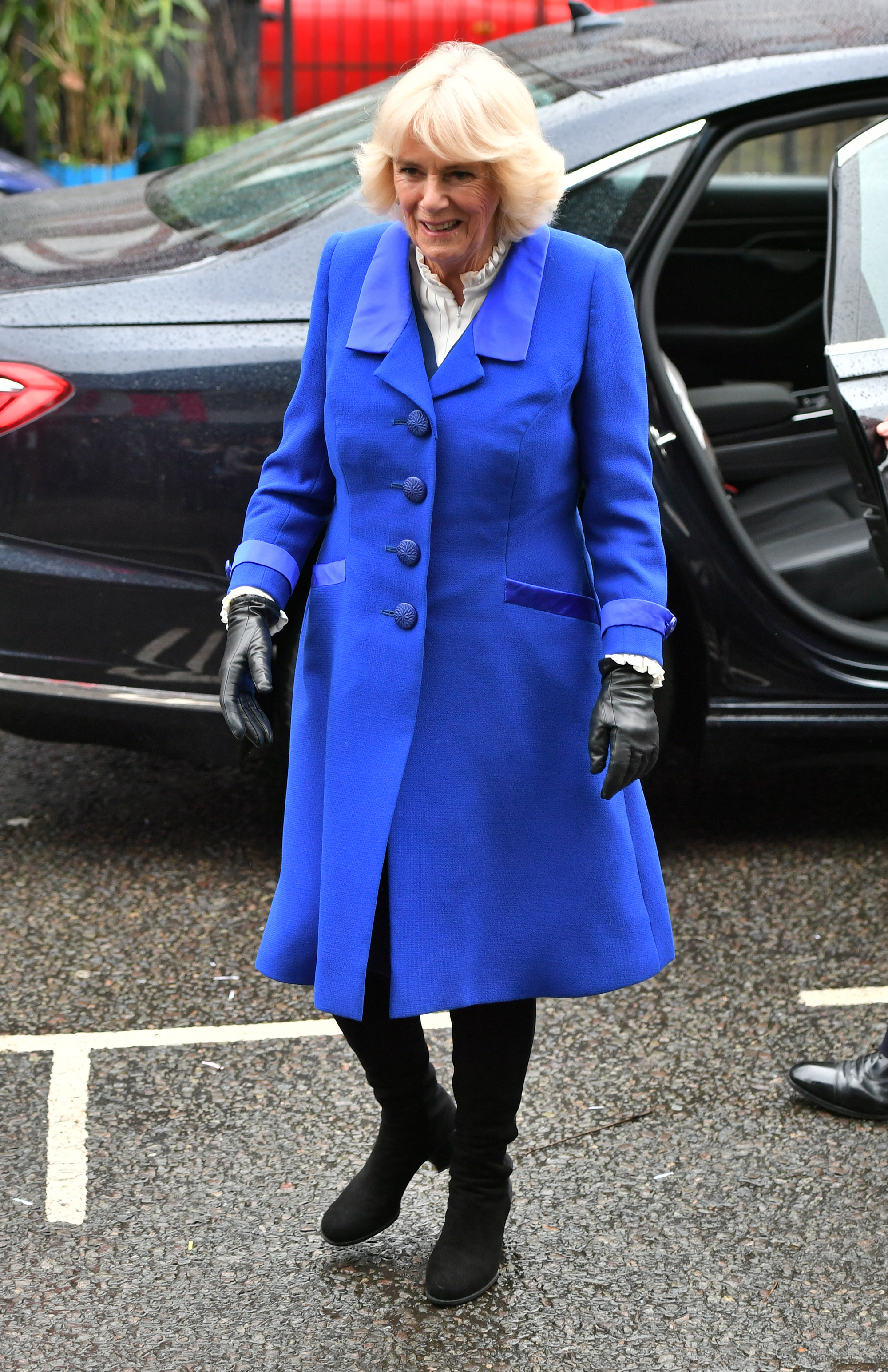The Duchess of Cornwall arrives for a tour of the Kiln Theatre in 2020