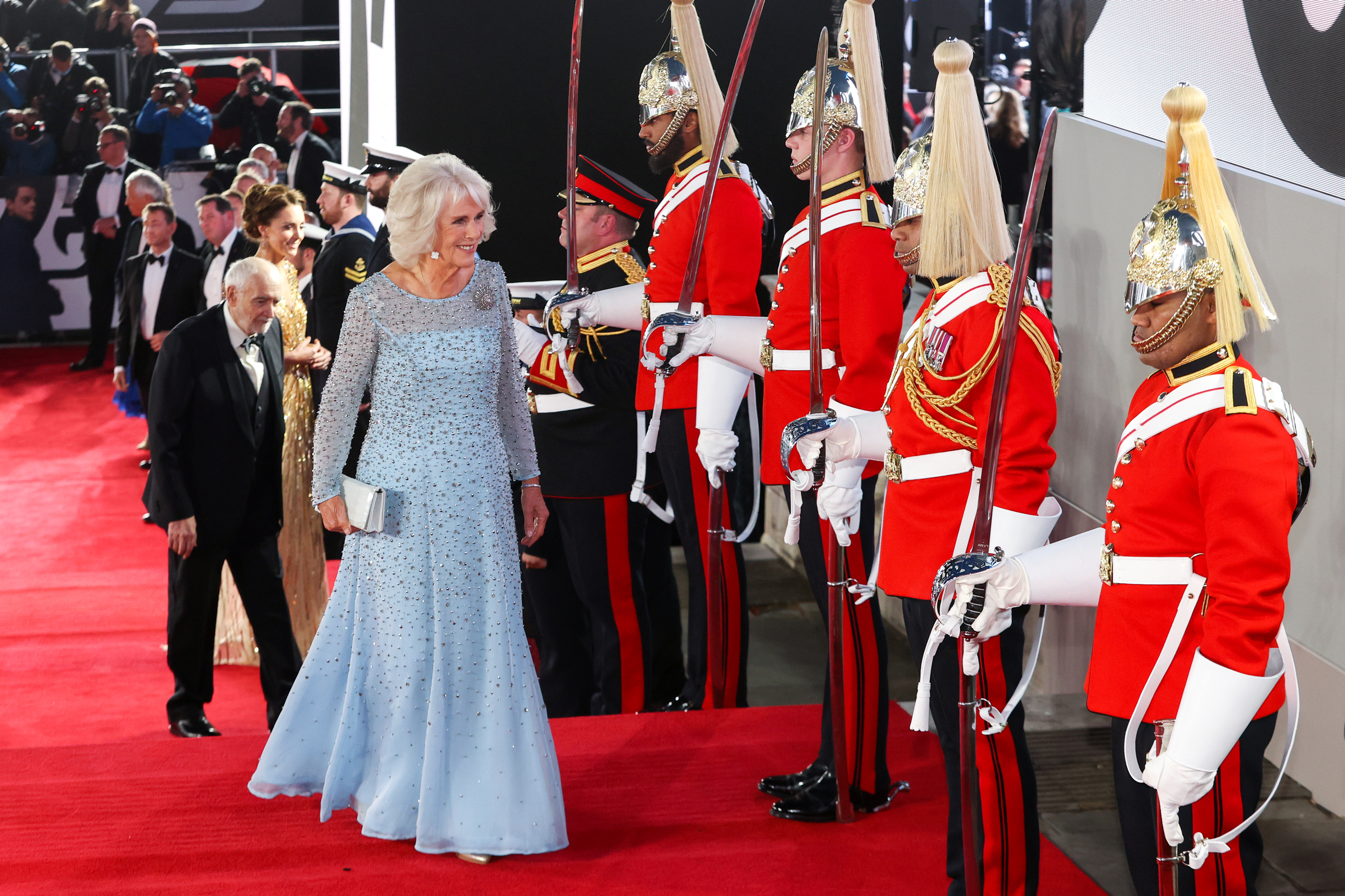 The Duchess of Cornwall attends the World Premiere of No Time To Die in 2021