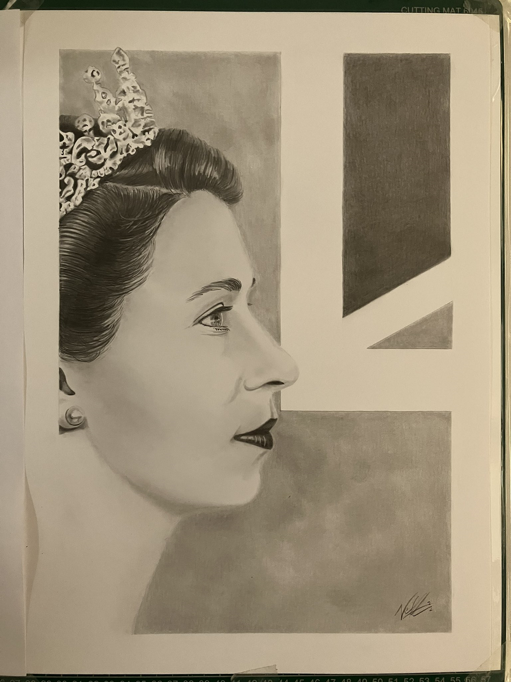 Pencil drawing of Queen Elizabeth II created by Neil Gardner