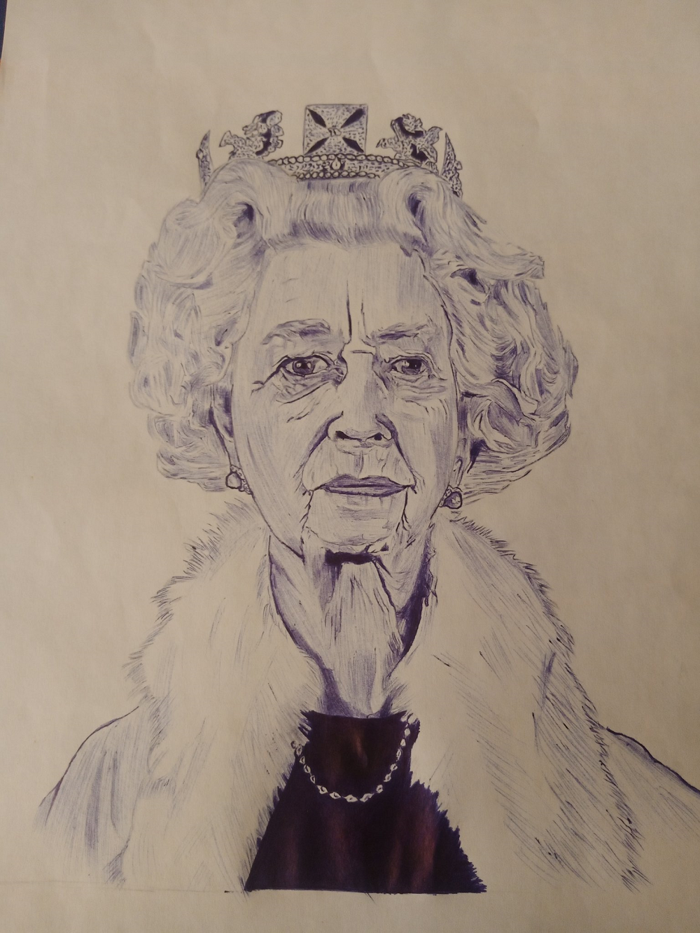 Pencil drawing of Queen Elizabeth II by Nigerian student Ajidahun Ayomiposi Henry