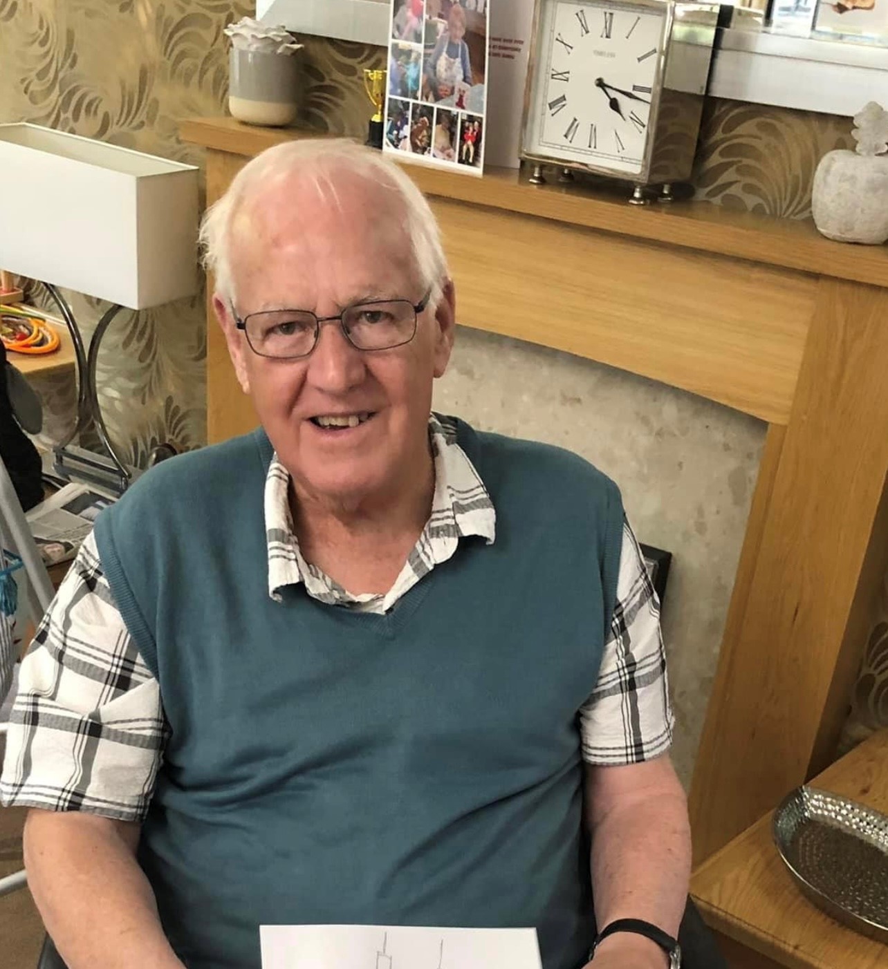 Melvin Green, 90, a resident at Kingfisher Court care home in Sutton-on-Ashfield, Nottinghamshire. (Sally Tebbett/PA)