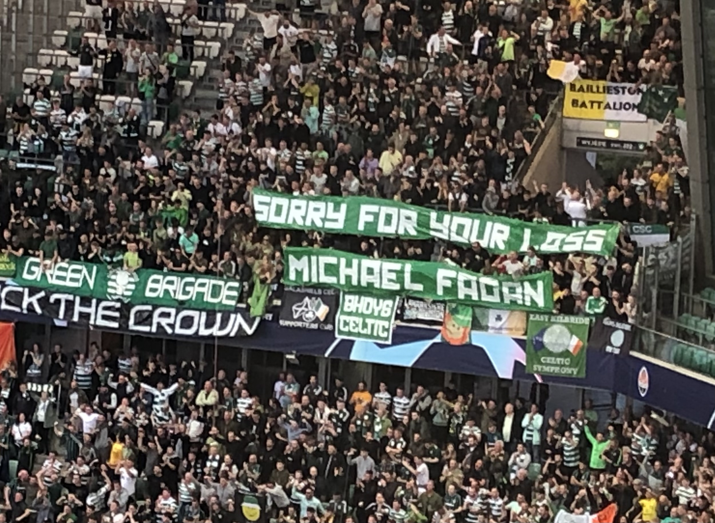 Banners in the Celtic end