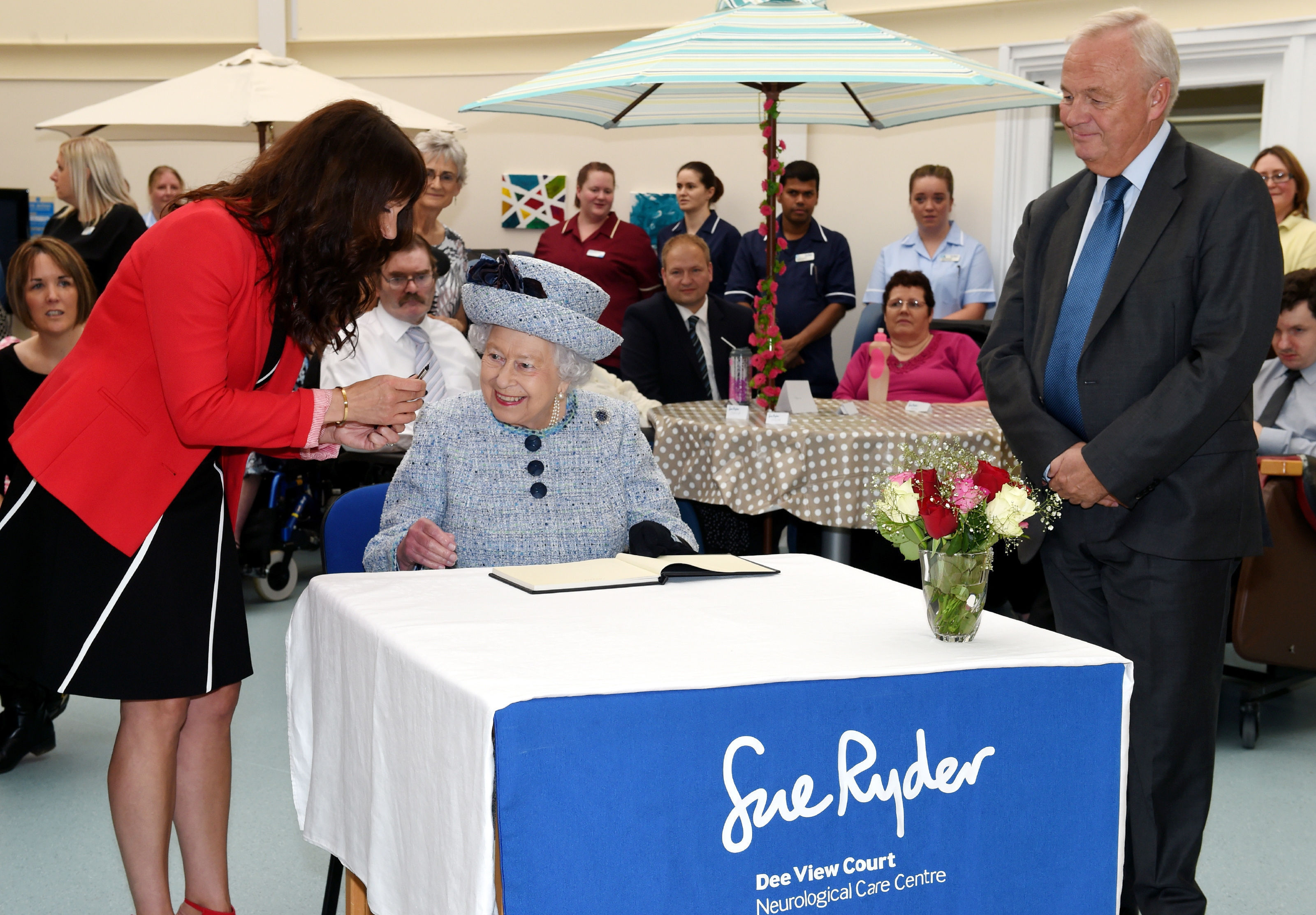 Queen Elizabeth during a visit to Sue Ryder in Aberdeen