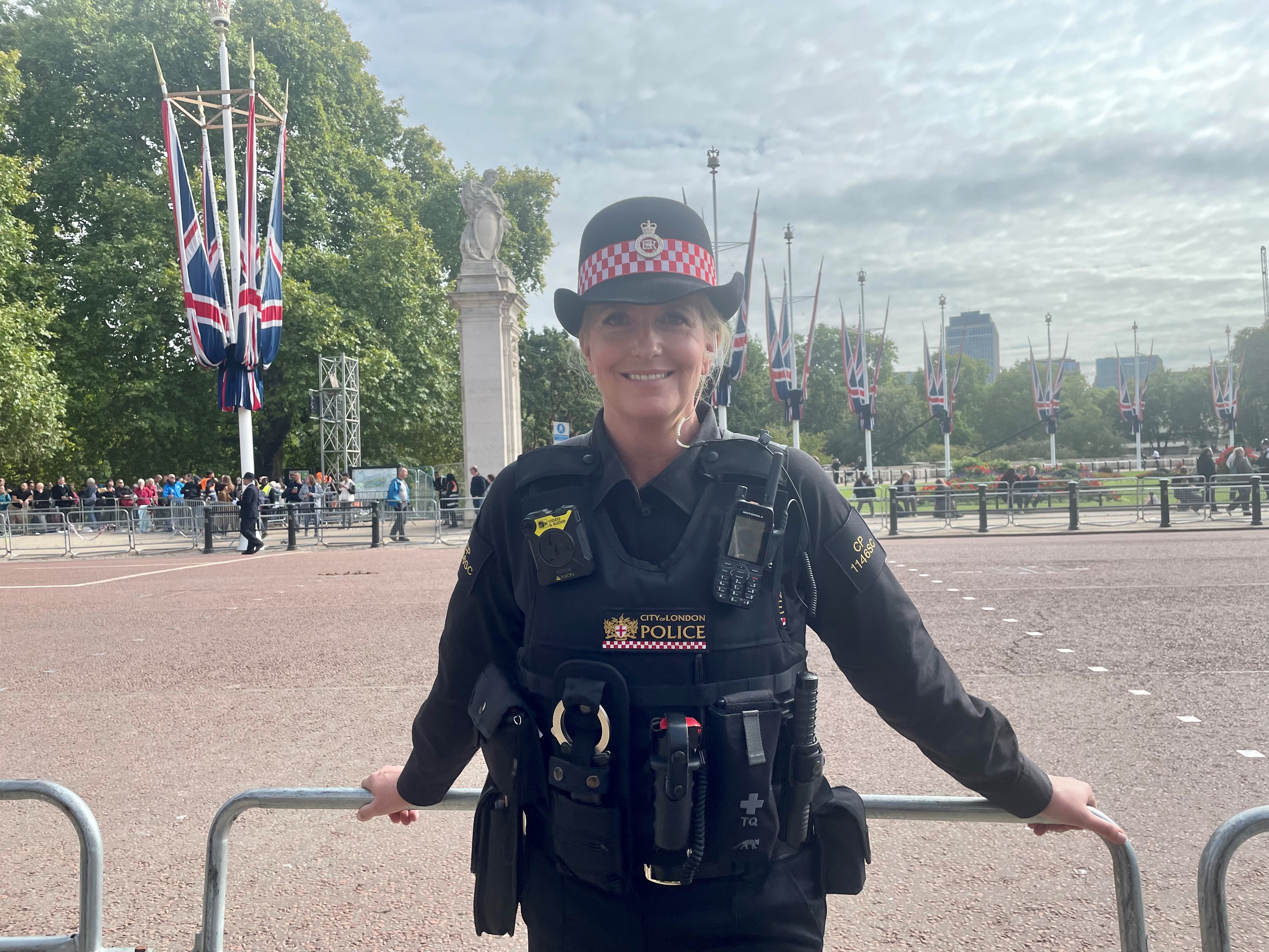 Penny Lancaster on duty in London