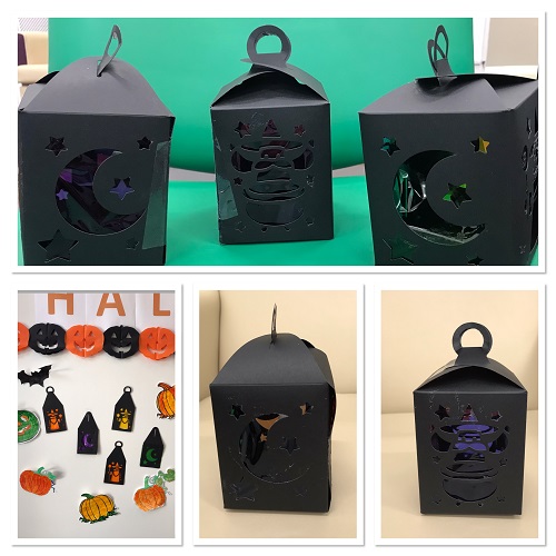 Black lanterns made using paper