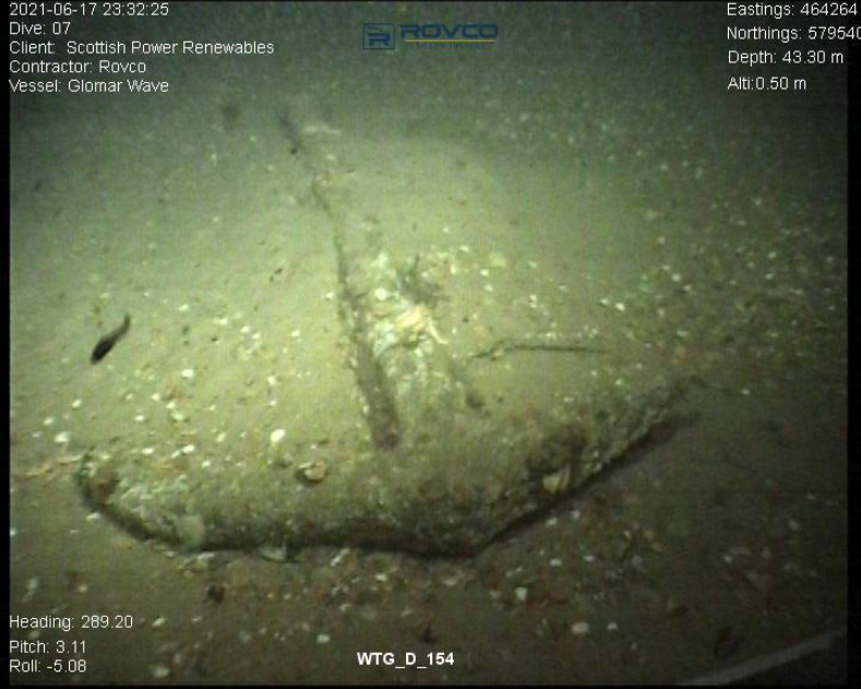 An anchor discovered during survey works for ScottishPower Renewables’ East Anglia ONE offshore windfarm. (ScottishPower Renewable/ PA)