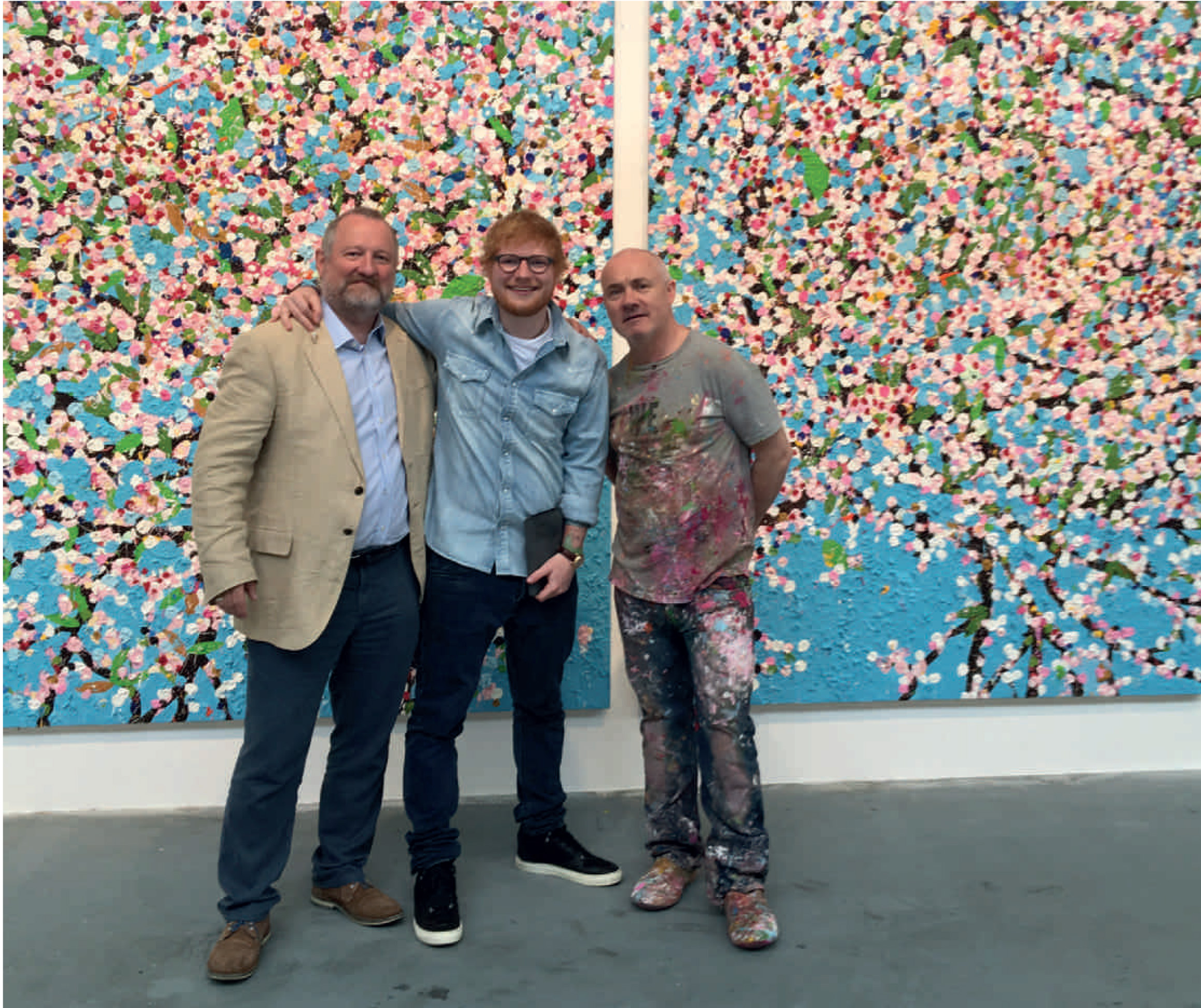 John Sheeran (left), with his son Ed Sheeran (centre) and Damien Hirst. (My Life In Art/PA)