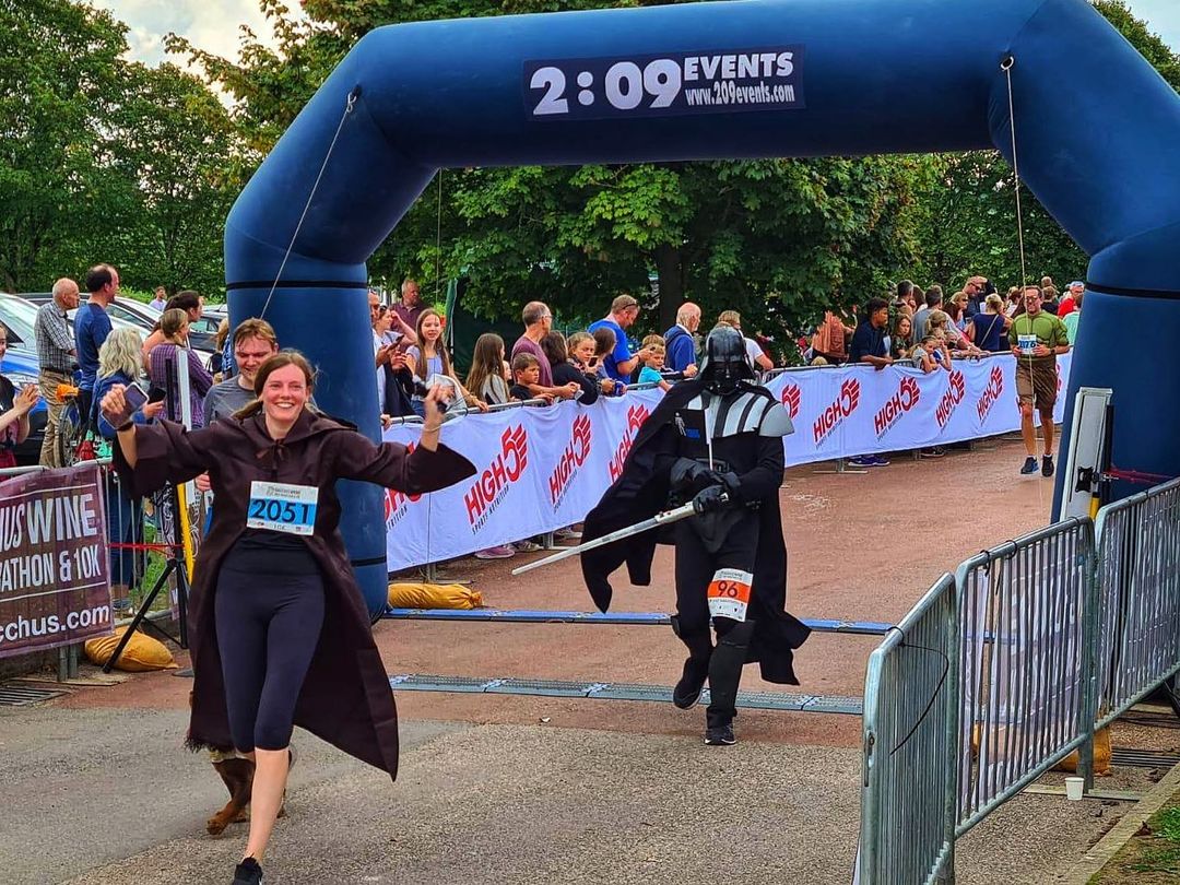 Simon running in the Darth Vader costume