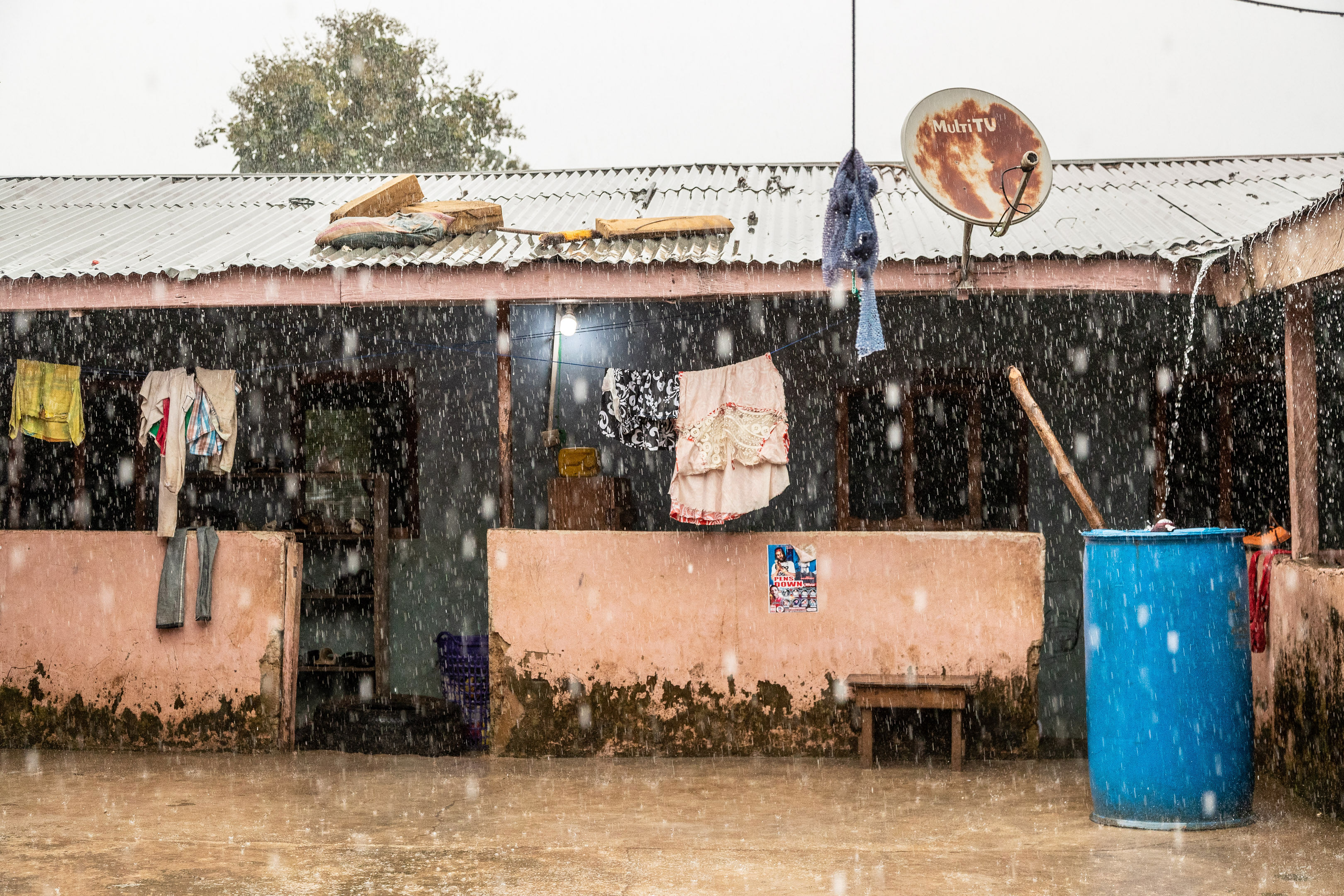 Ghana house during heavy rain