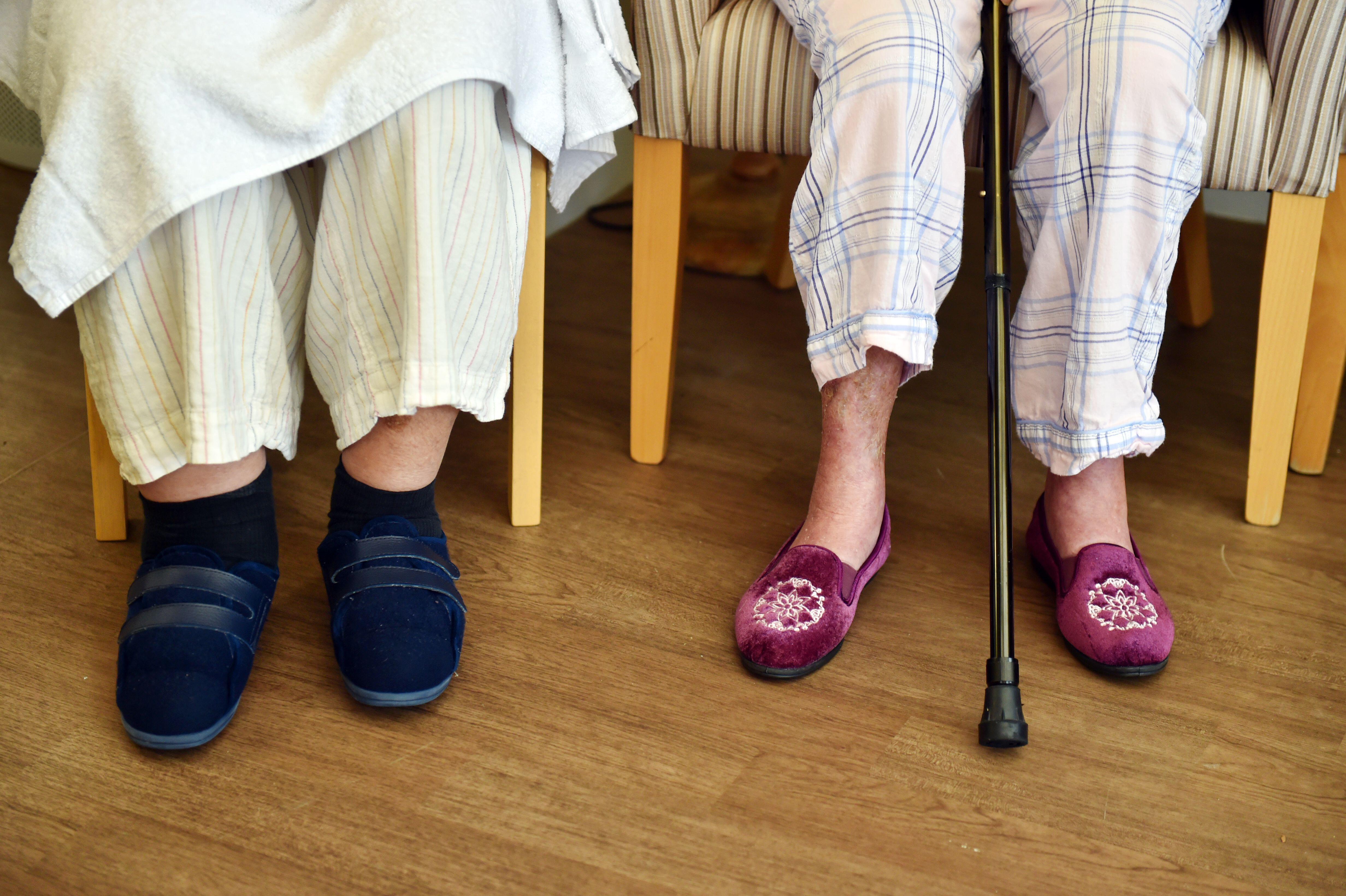 Feet of elderly residents in a care home in the UK