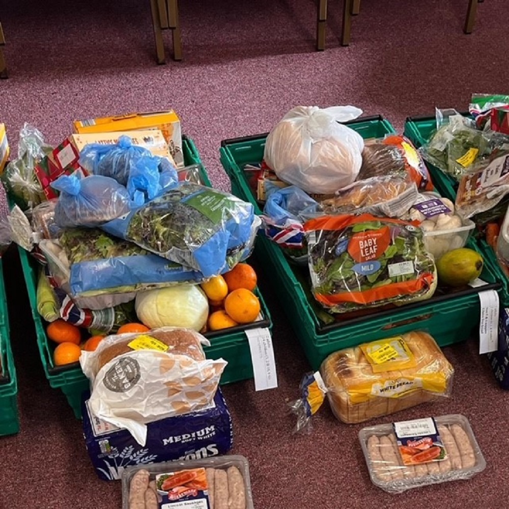 Crates filled with food