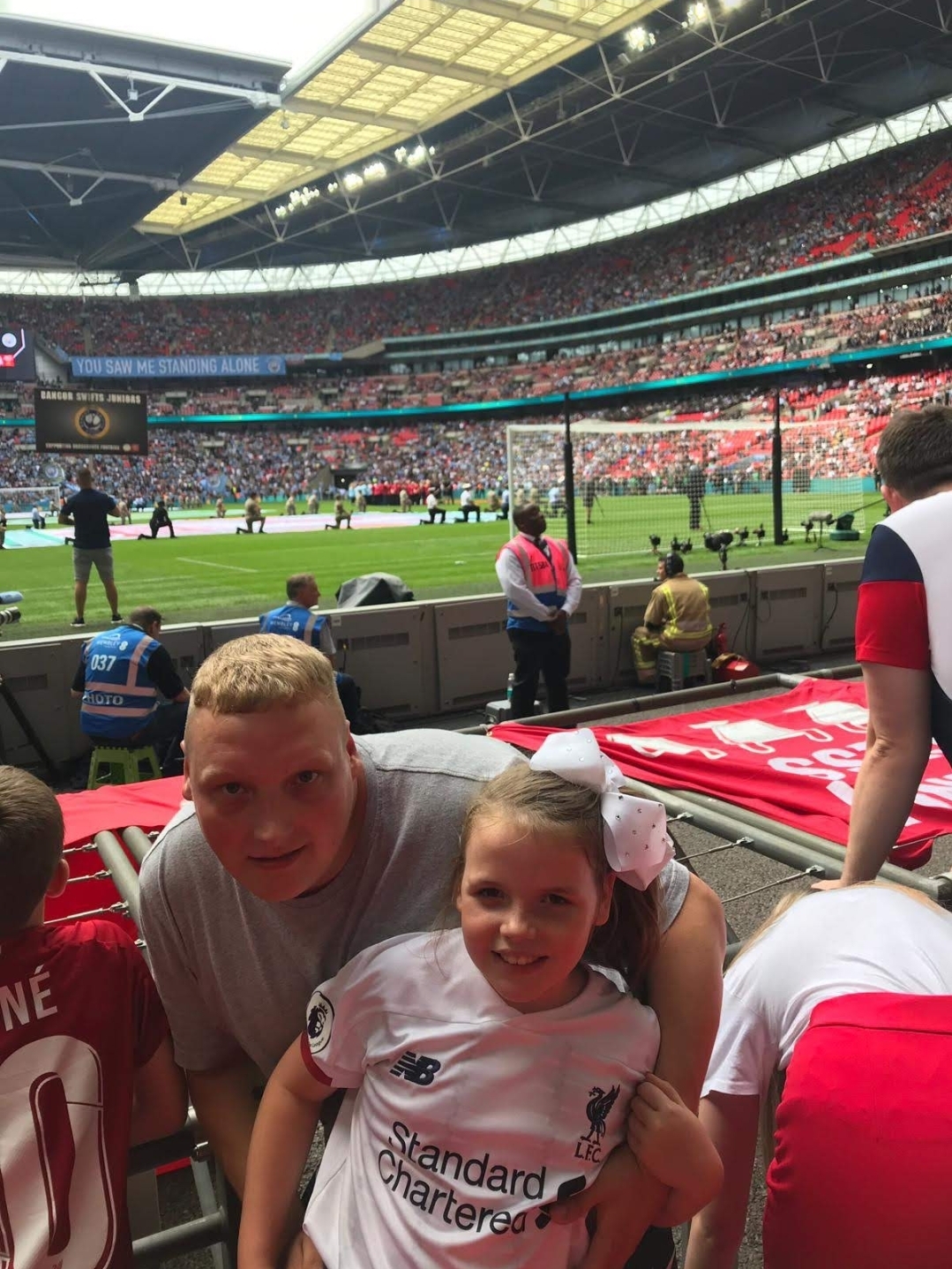 Emily attended the Reds’ successful two cup finals at the Wembley Stadium in London