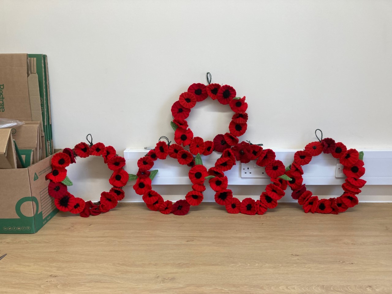 Poppy wreaths on the floor