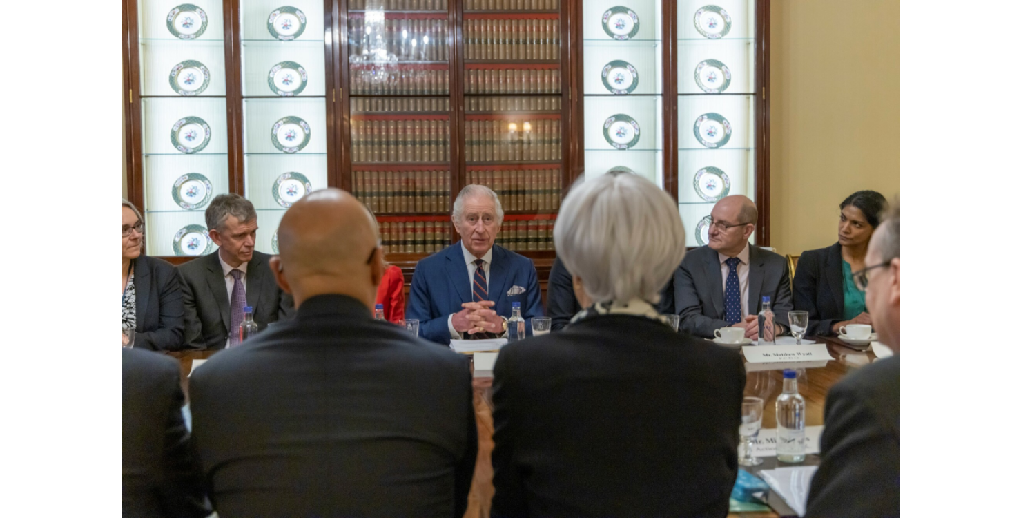 The King speaking during the roundtable discussion at the Palace