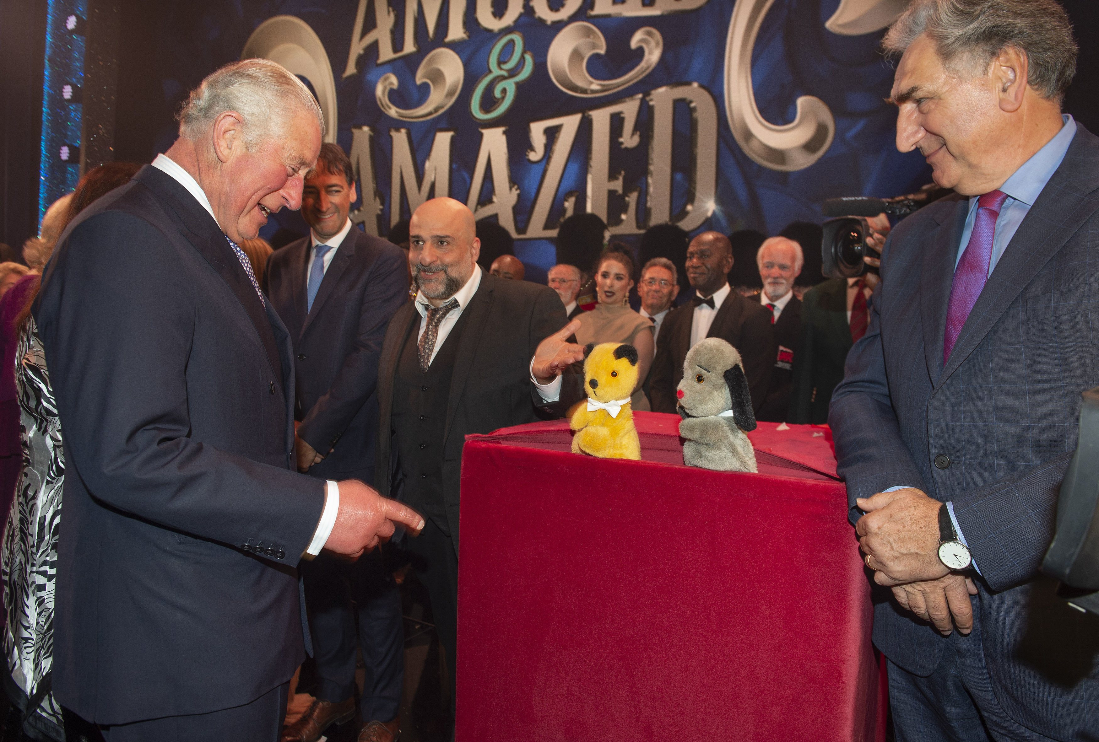 The King, then Prince of Wales, met Sooty and Sweep after the We Are Most Amused and Amazed performance at the London Palladium in 2018
