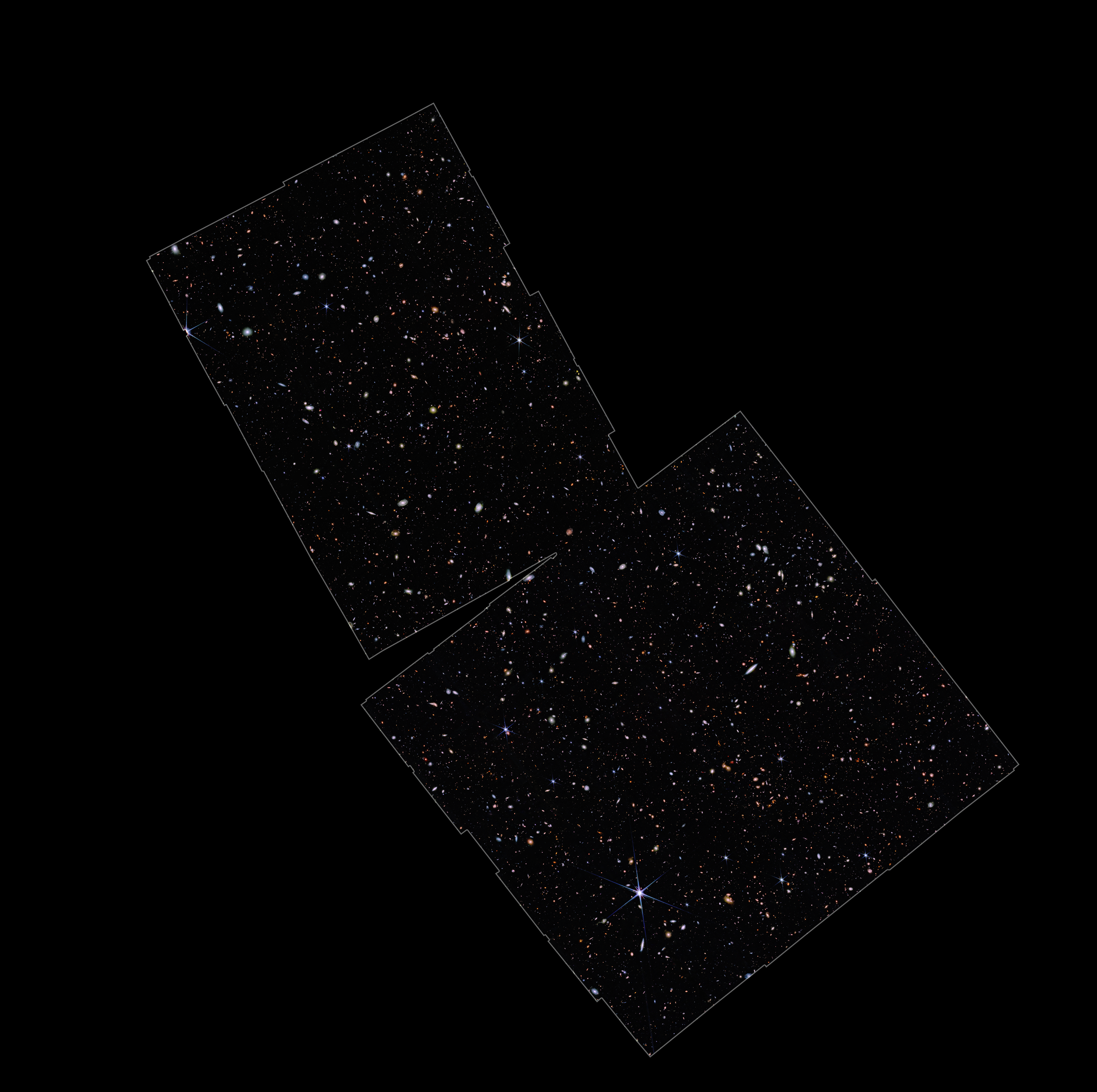 A small patch of the sky observed by the James Webb Space Telescope containing more than 100,000 galaxies 