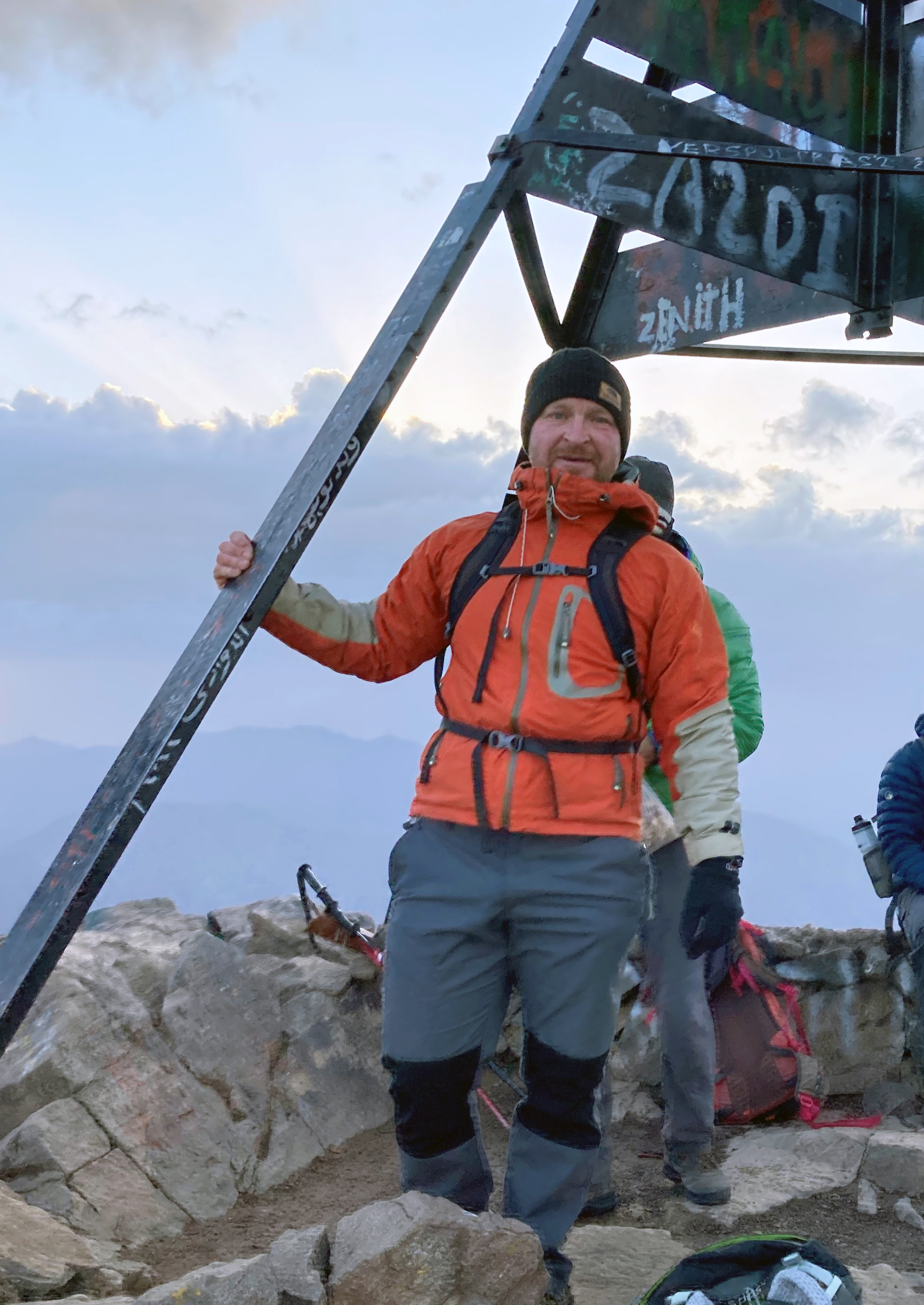Dai Jones, 40, at the summit of Mount Toubkal in Morocco (Dai Jones/PA)
