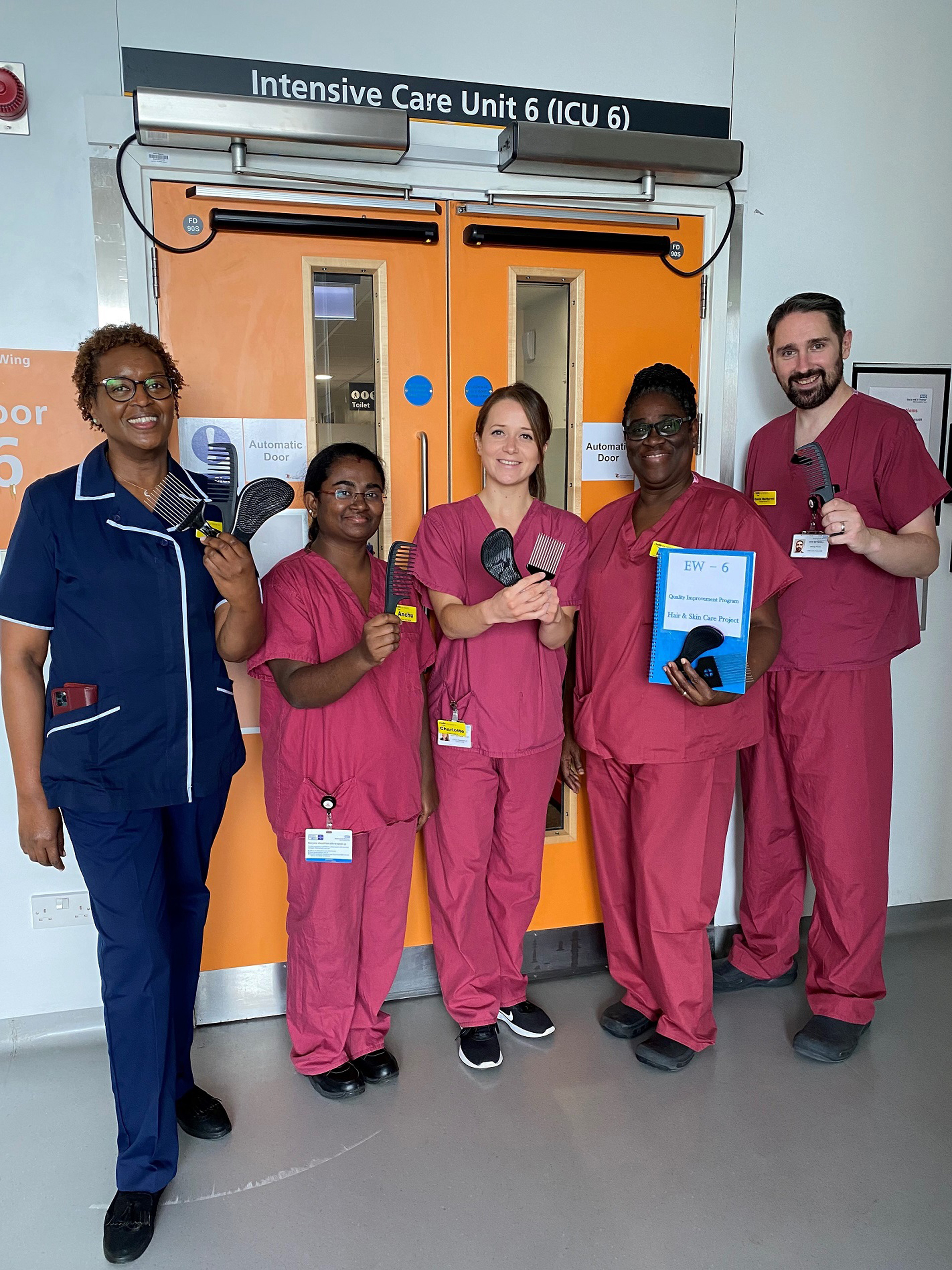 intensive care sister Ginny Wanjiro (far left) and staff at Guy's and St Thomas' NHS Foundation Trust
