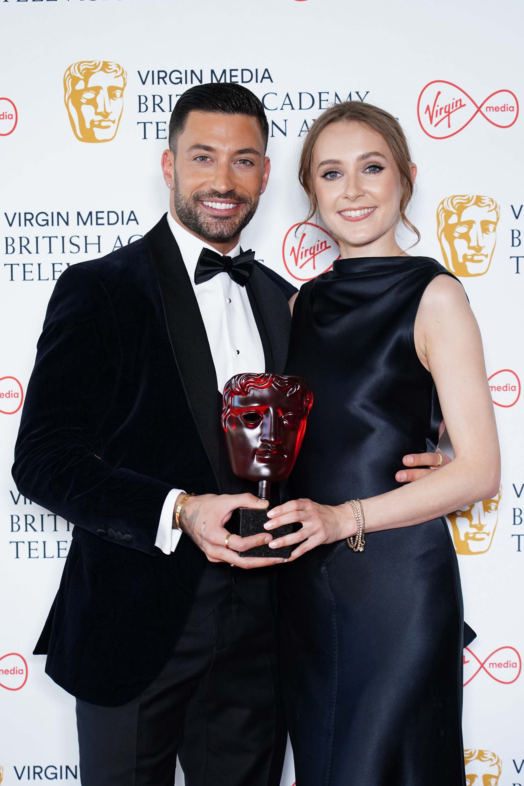 Giovanni and Rose with their Best moment TV Bafta at the Virgin BAFTA TV Awards 2022