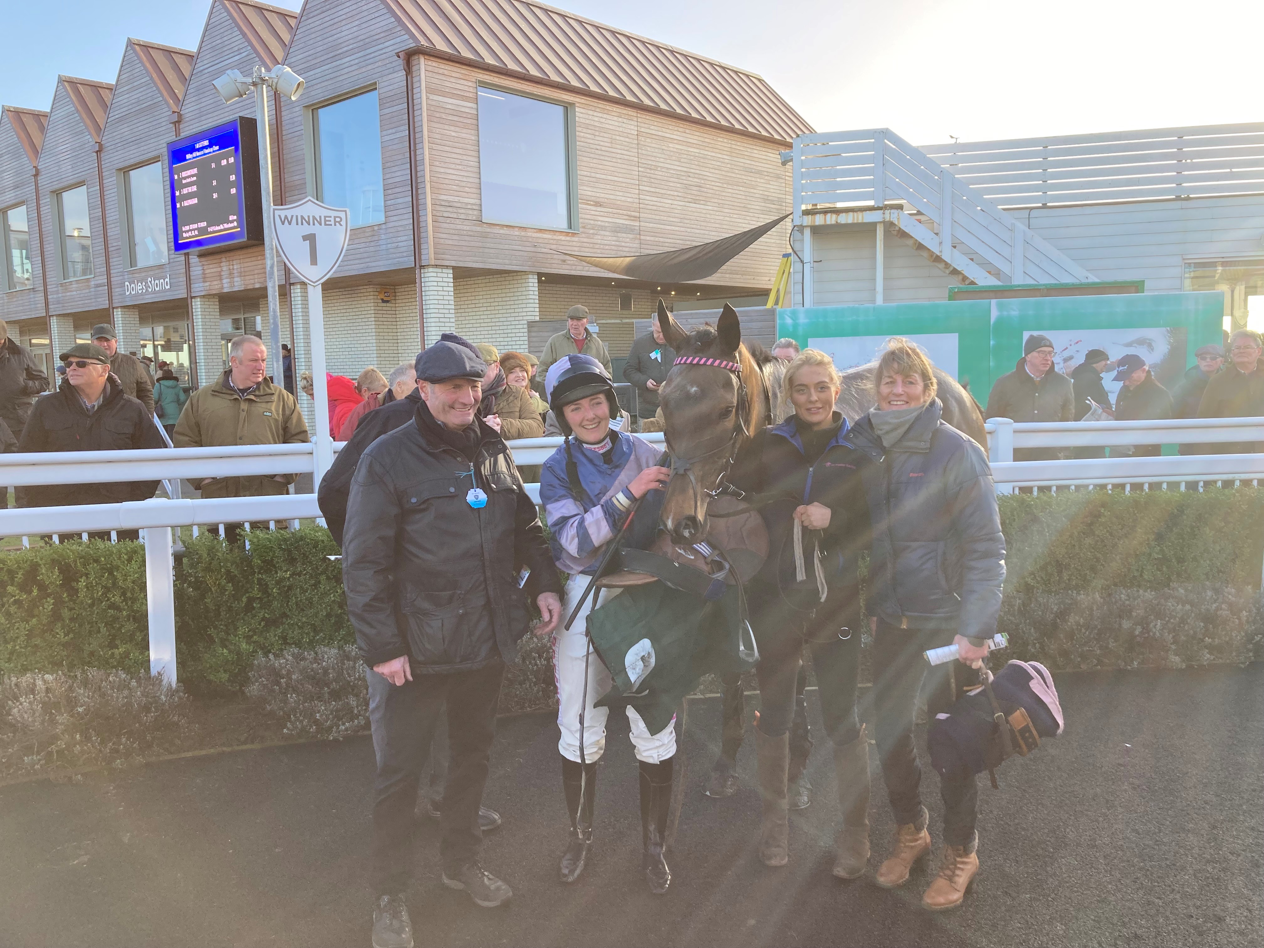 Roccowithlove in the Catterick winner's enclosure 