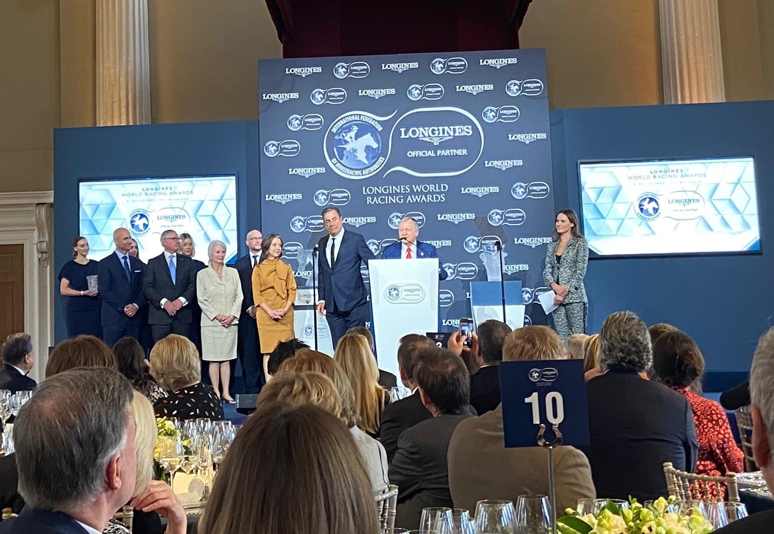 John Sadler and connections of Flightline at the Longines awards in early 2023