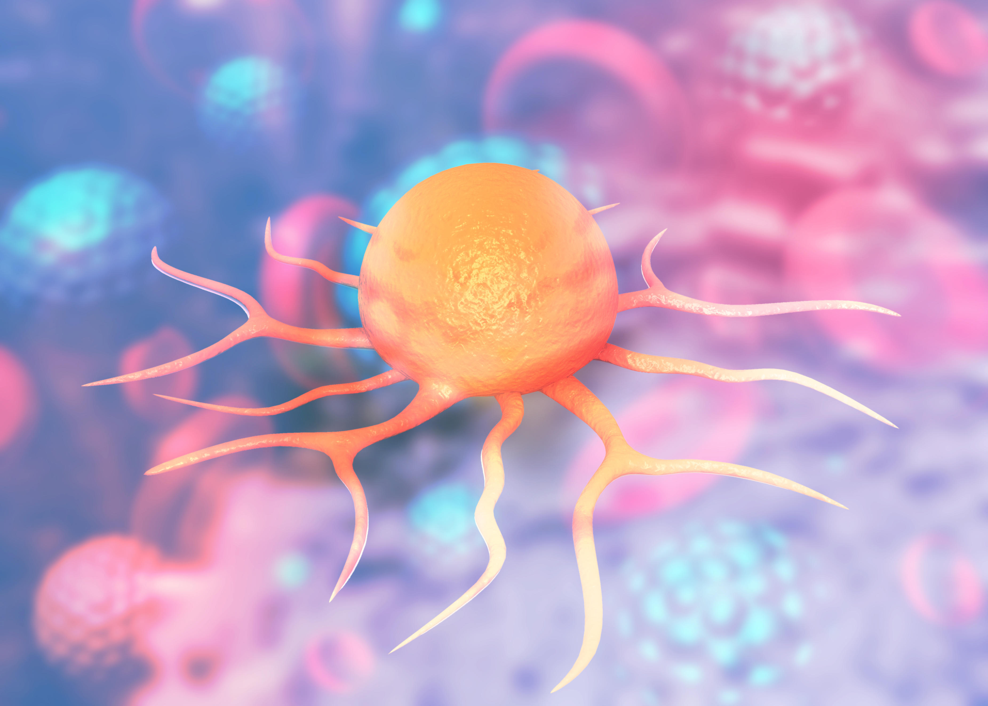 A 3D illustration of cancer cells
