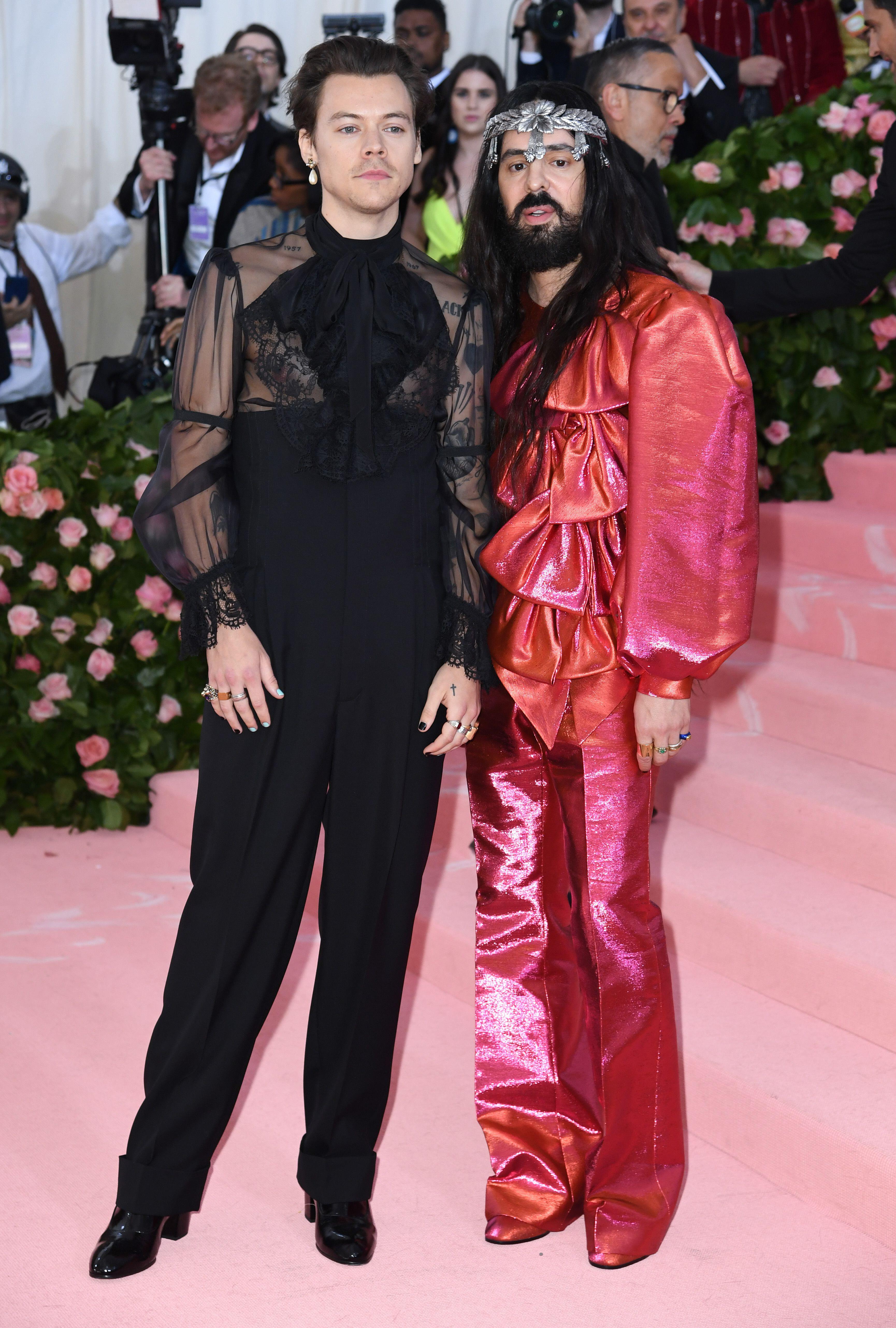 Harry Styles (L) with Alessandro Michele at the 2019 Met Gala 