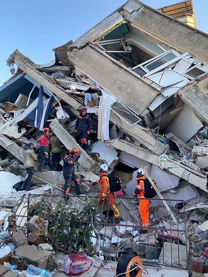 The teams says "every second is crucial" in finding survivors of the earthquake. (UK Government/PA)