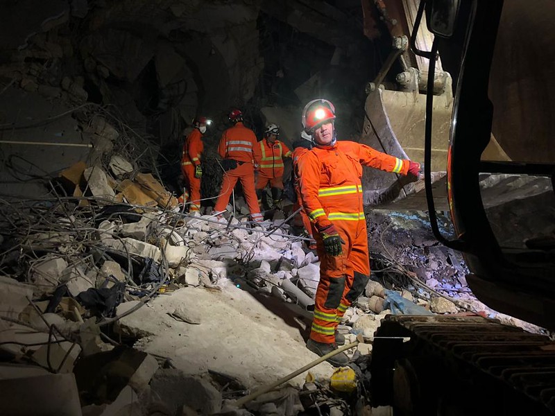 Members of the UK's International Search & Rescue team at work in Hatay, Turkey, looking for survivors of the devastating earthquakes. (UK Government/PA)
