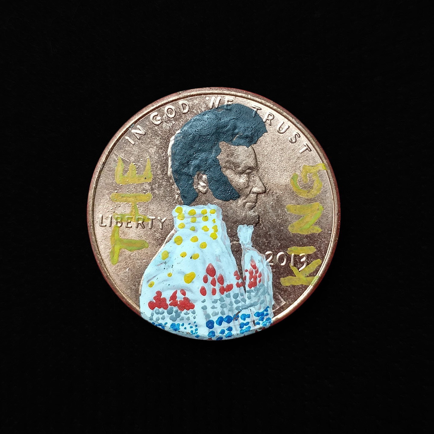 Elvis painted on a penny