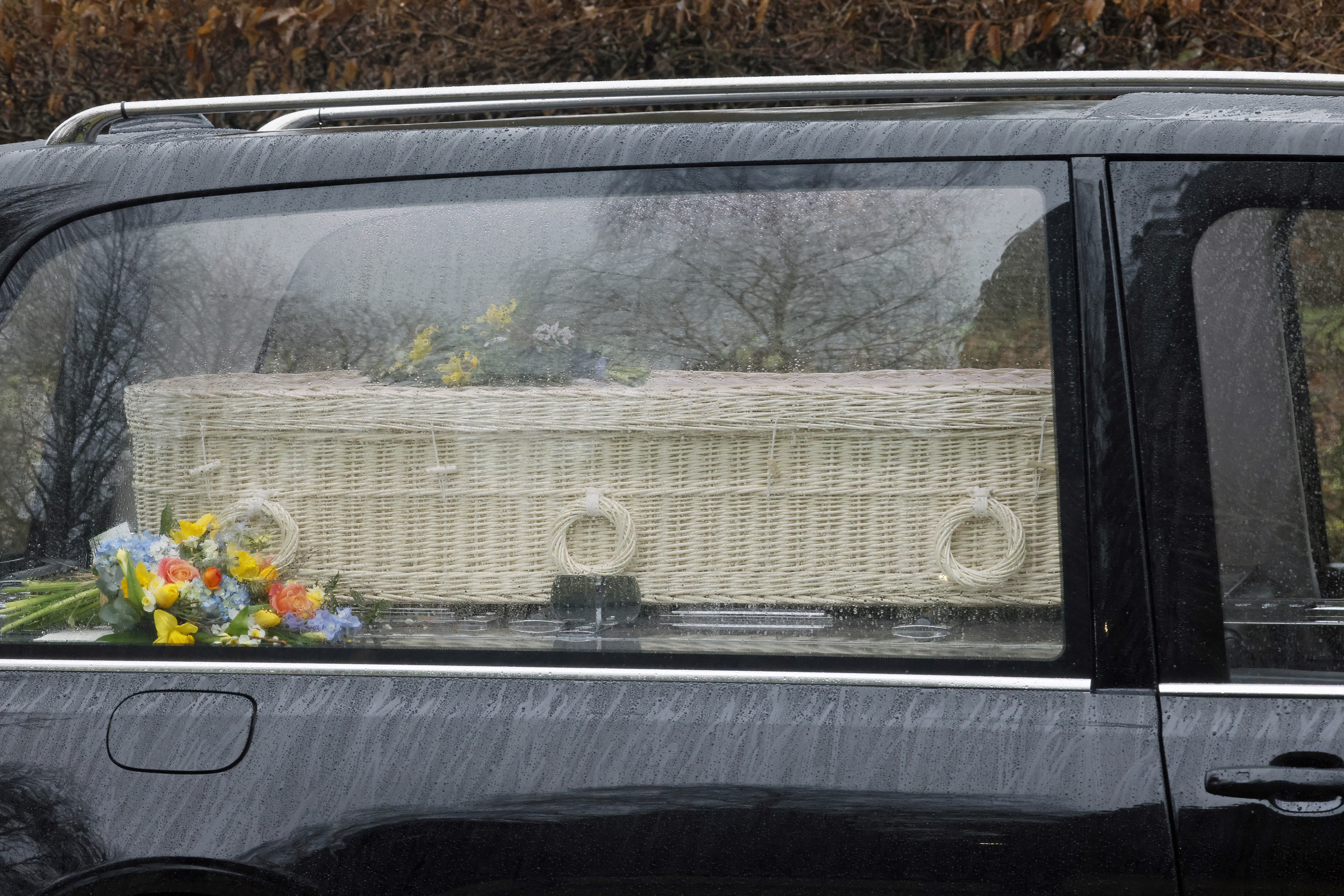 Casket of Clare Drakeford who had been married to Welsh FM Mark Drakeford for over four decades. (Jonathan Myers/Wales Online)