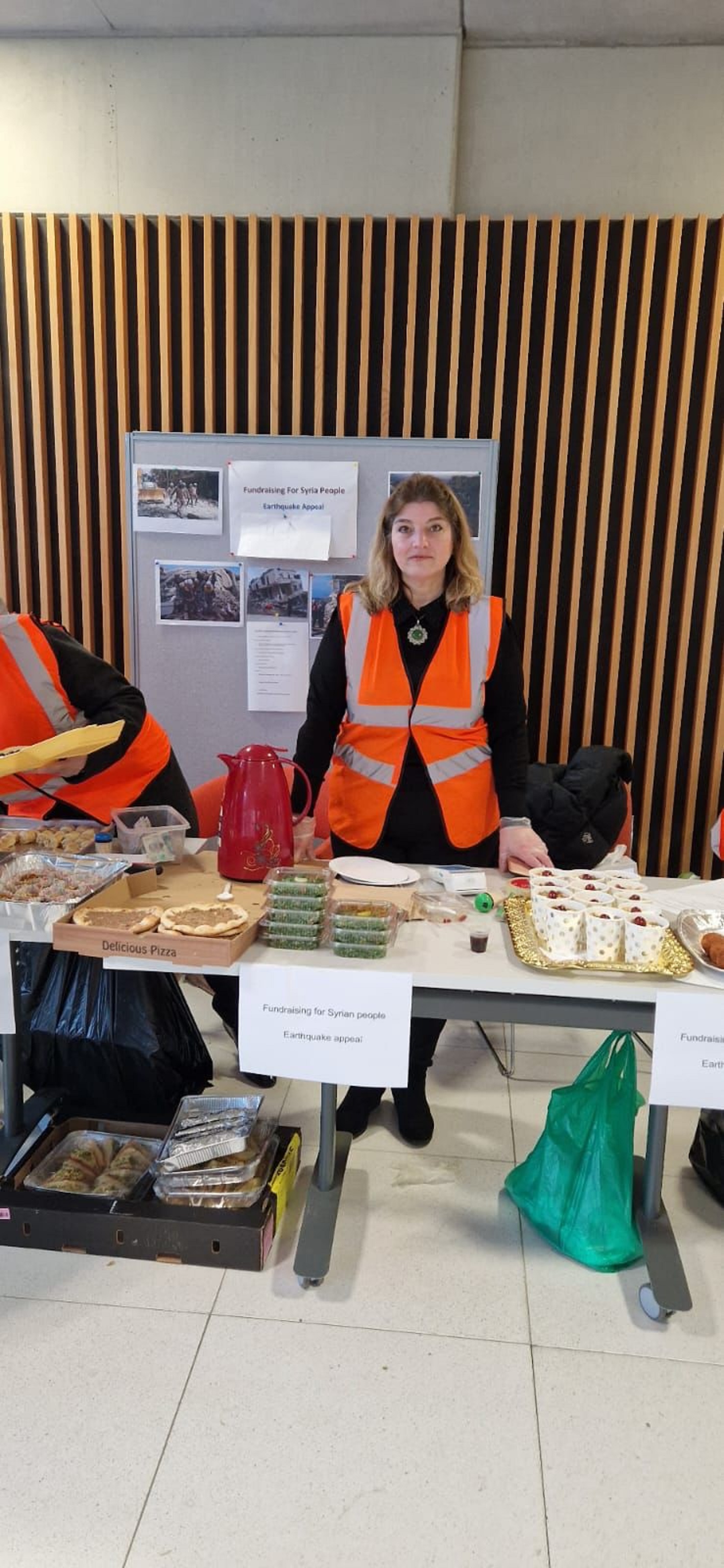 Lena Baurak, 57, from Nottingham, a board member at SCAN UK (Syrian Charities and Associations Network) at a fundraising event for Syrian earthquake victims