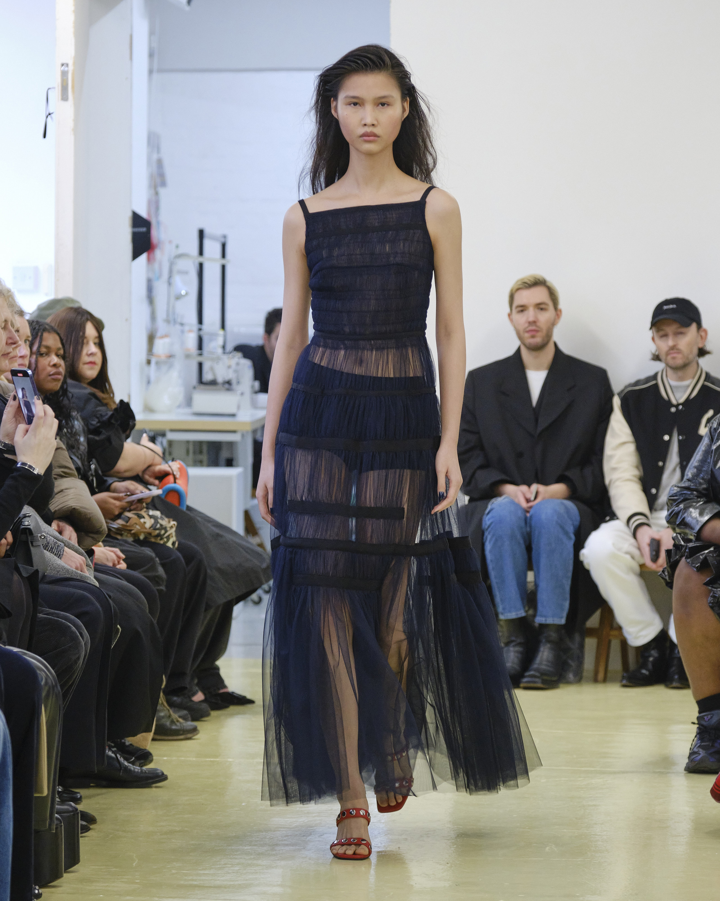 A model on the runway at the Molly Goddard AW23 London Fashion Week show