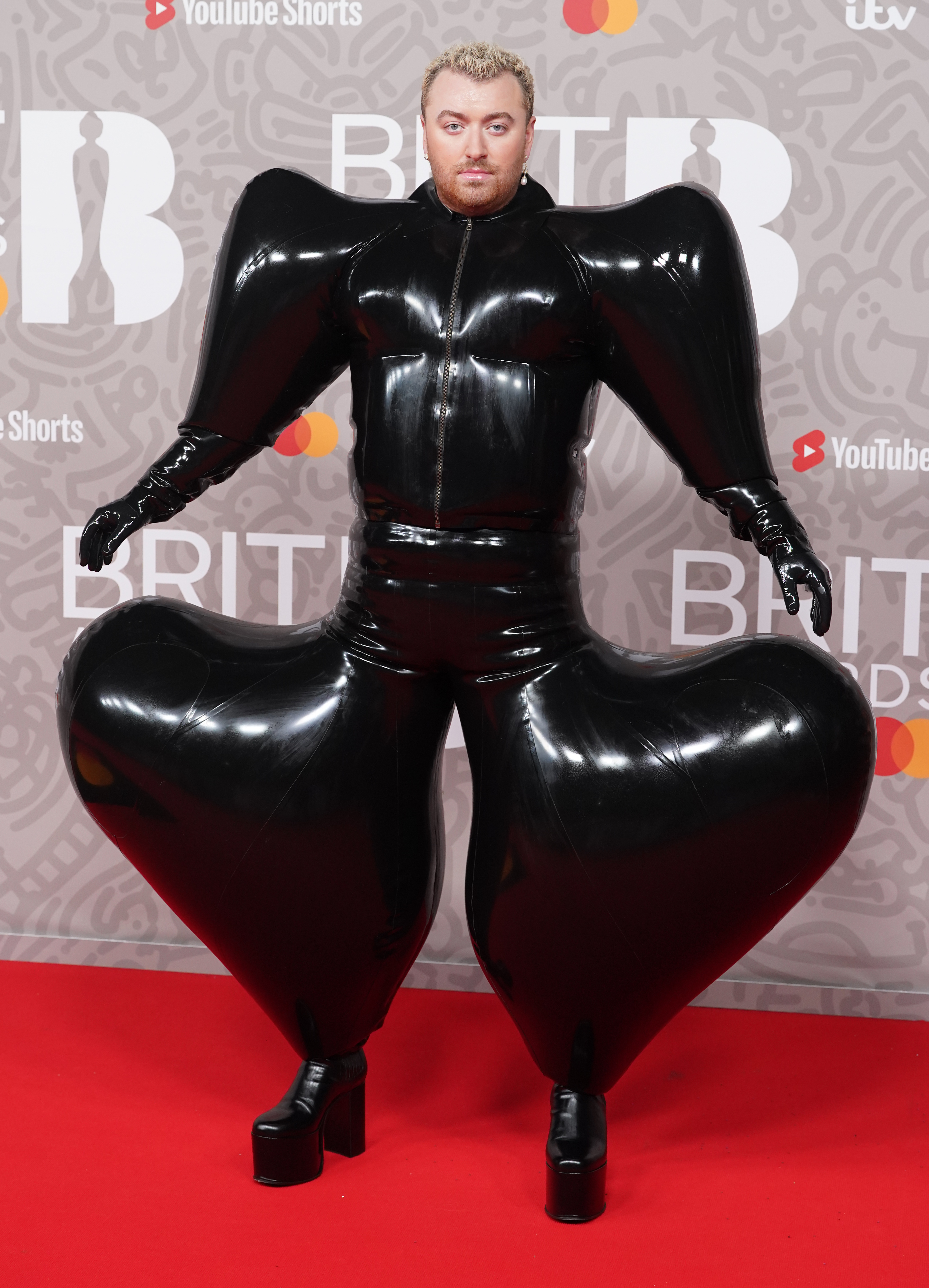Sam Smith's extravagant latex outfit at the Brit Awards