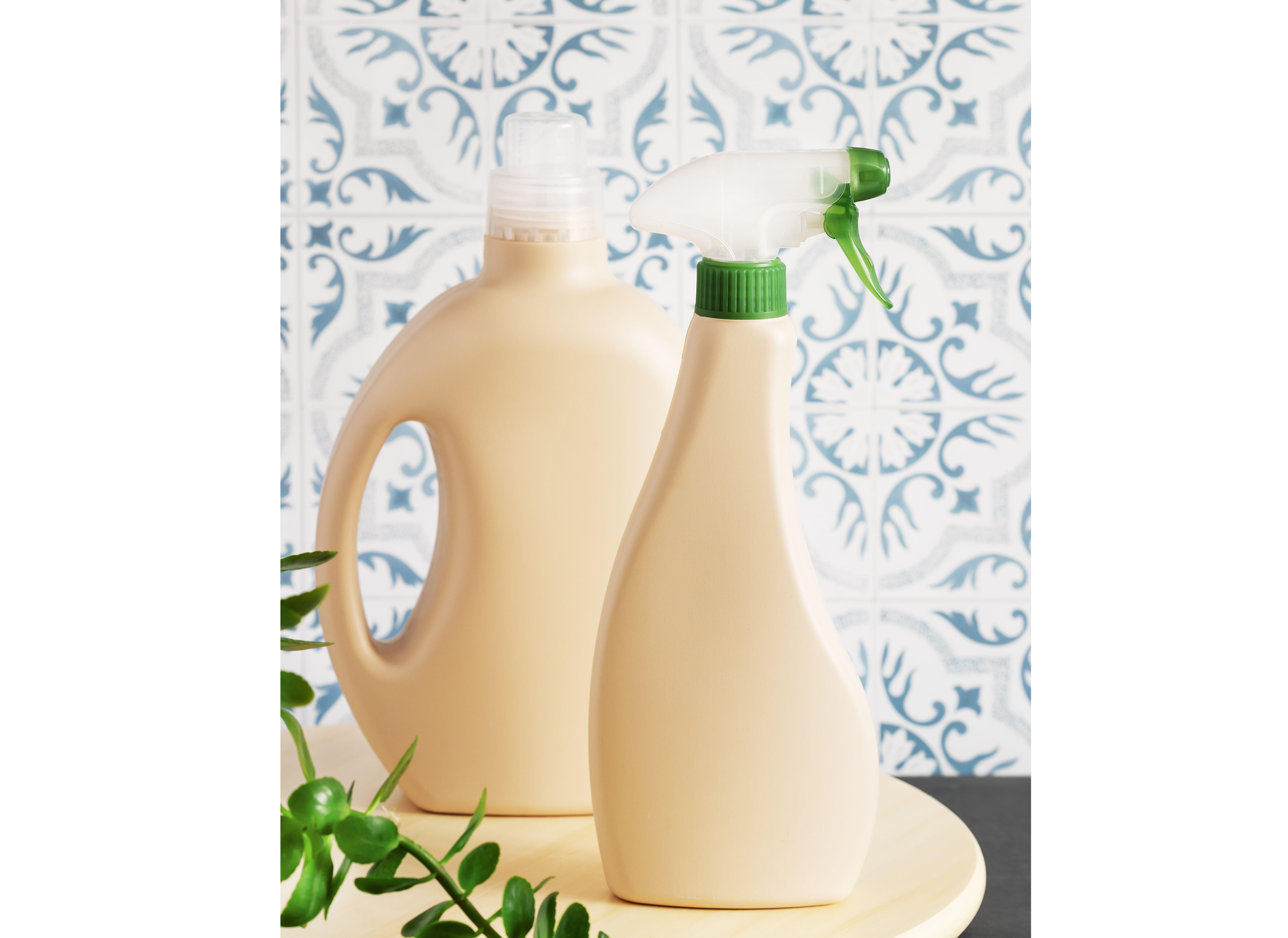 Eco friendly cleaning with reusable bottles 