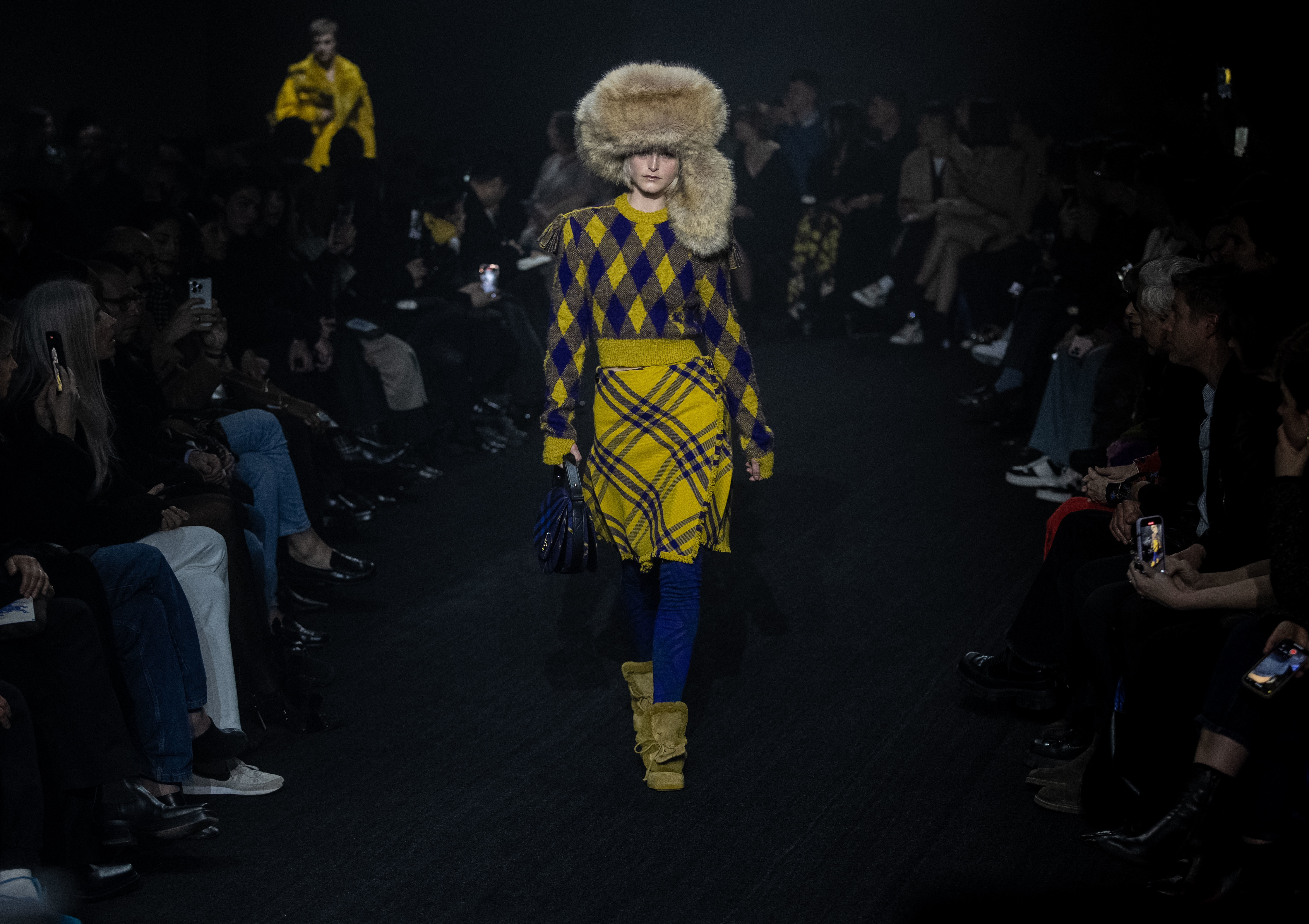 A model on the catwalk for Burberry's AW23 collection