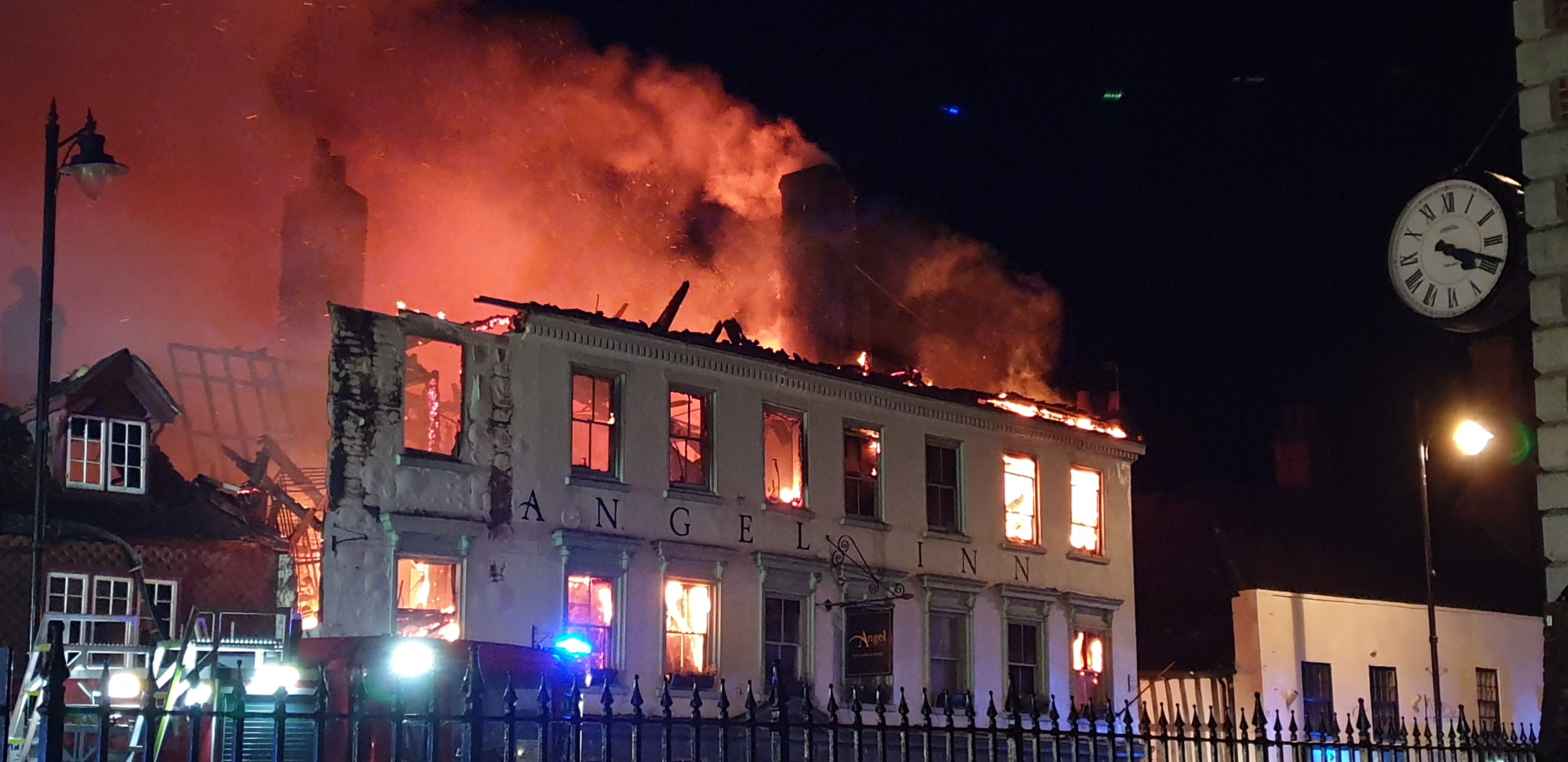 Fire has destroyed several buildings on North Street in Midhurst, West Sussex in the ealry hours of Thursday morning, March 16 2023 Photo credit: Hilton Holloway