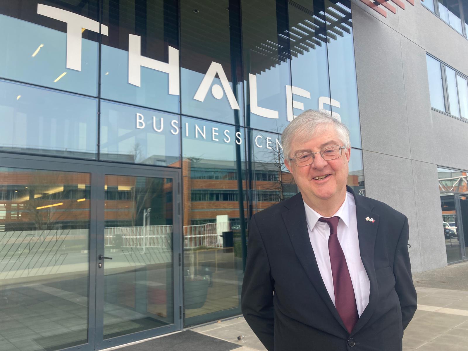 Mr Drakeford at Thales Business Centre in Paris to discuss cyber security. Mr Drakeford on a three-day trip to France meeting with energy and industrial companies investing in Wales.