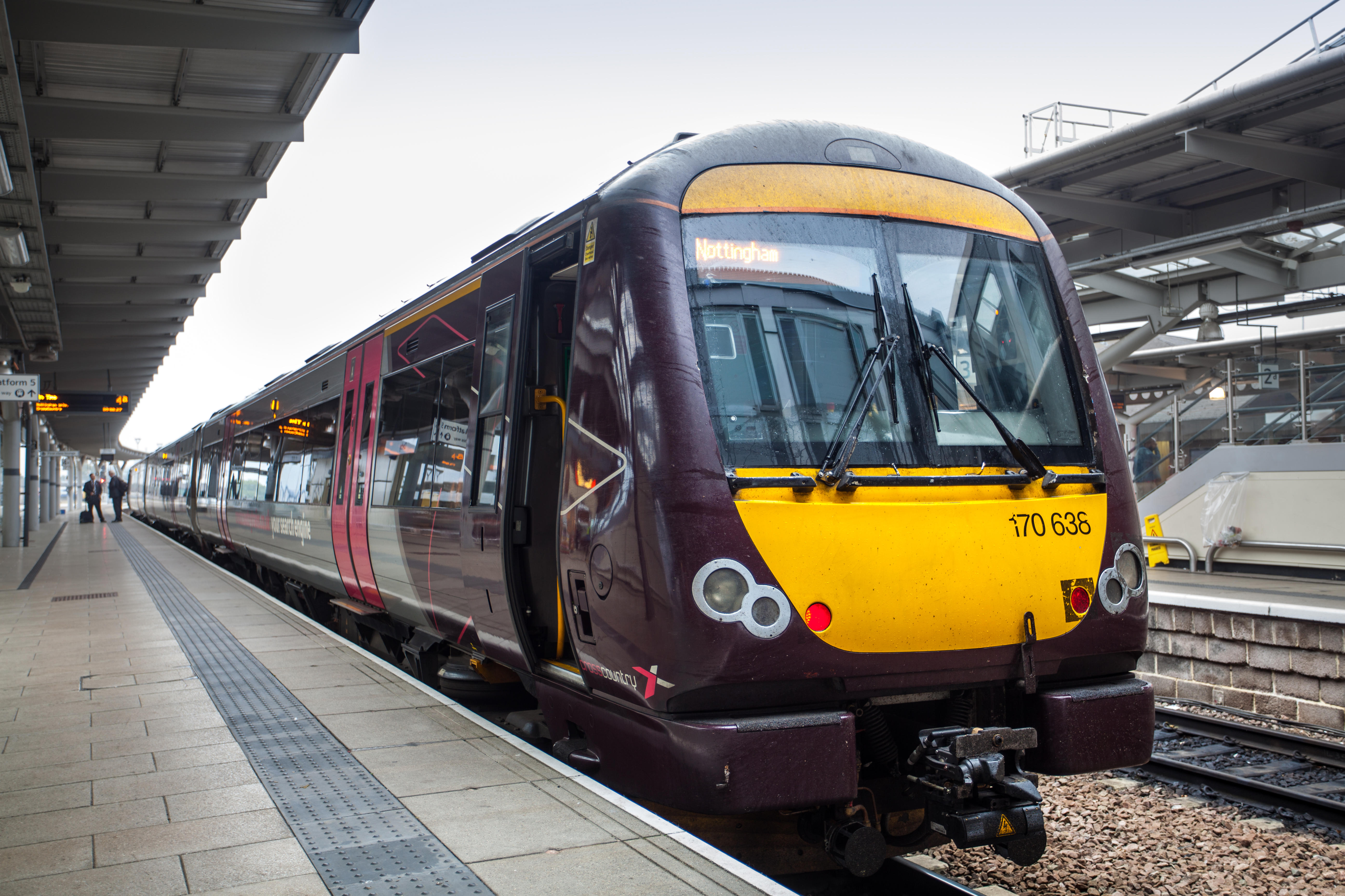 A CrossCountry train at Derby station