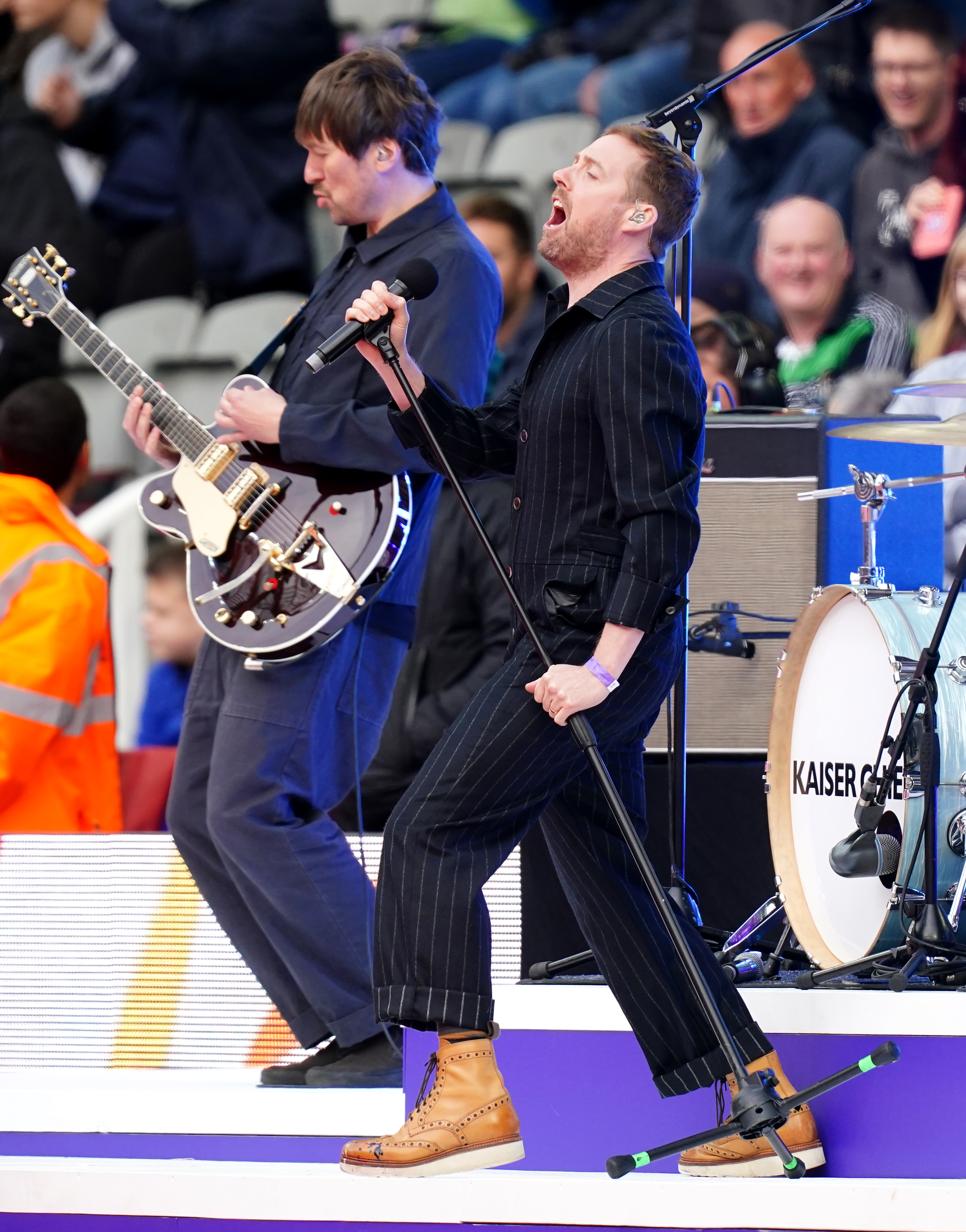 Ricky Wilson performs prior to the Rugby League World Cup group A match at St James' Park, Newcastle upon Tyne. Picture date: Saturday October 15, 2022.