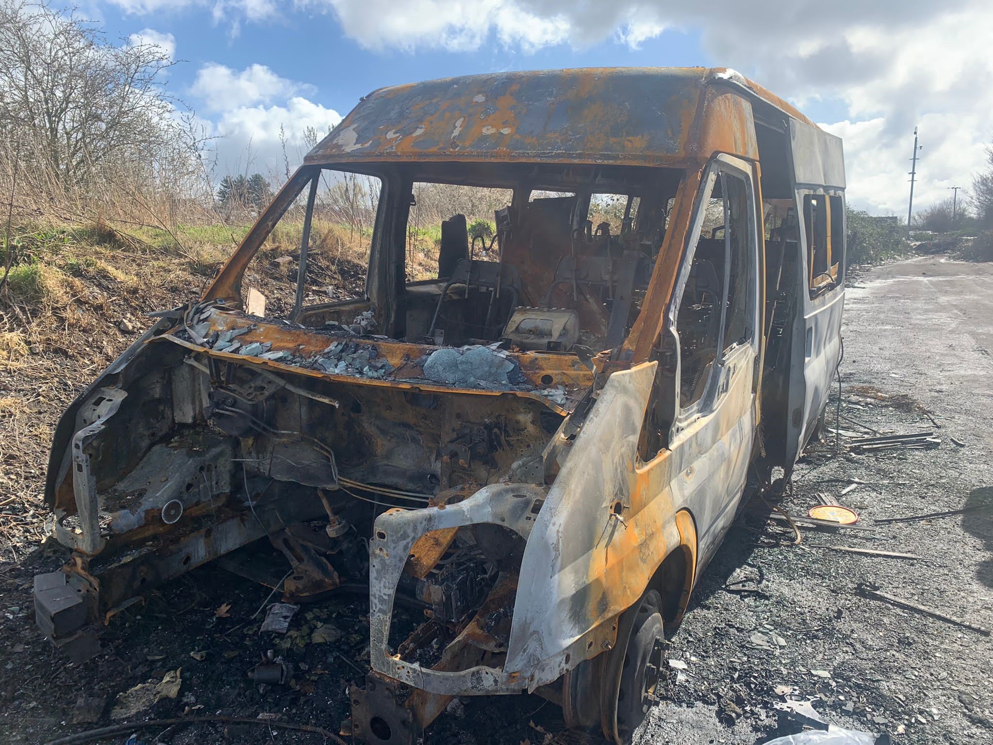 Burned minibus