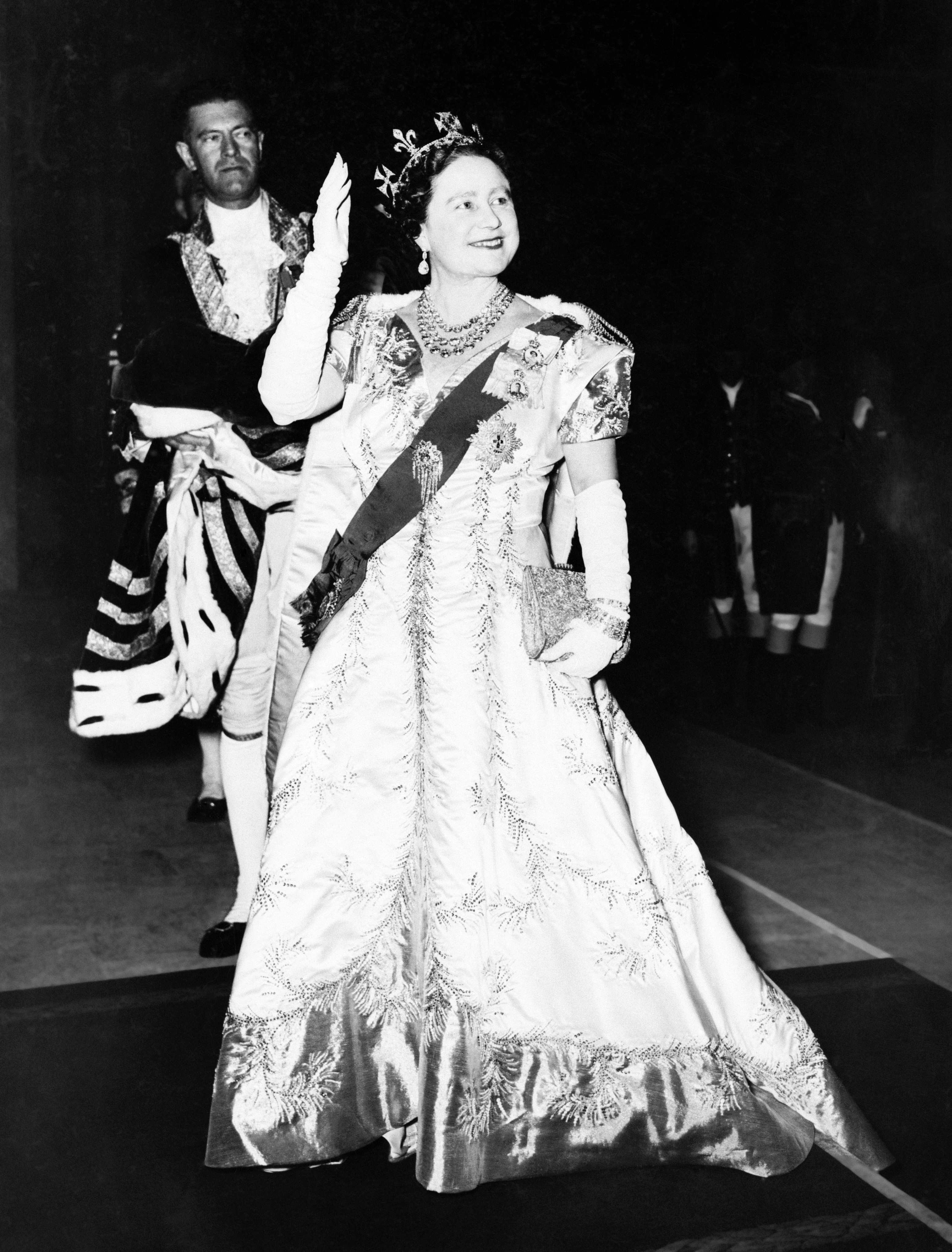 The Queen Mother waves after the Coronation of her daughter Queen Elizabeth II