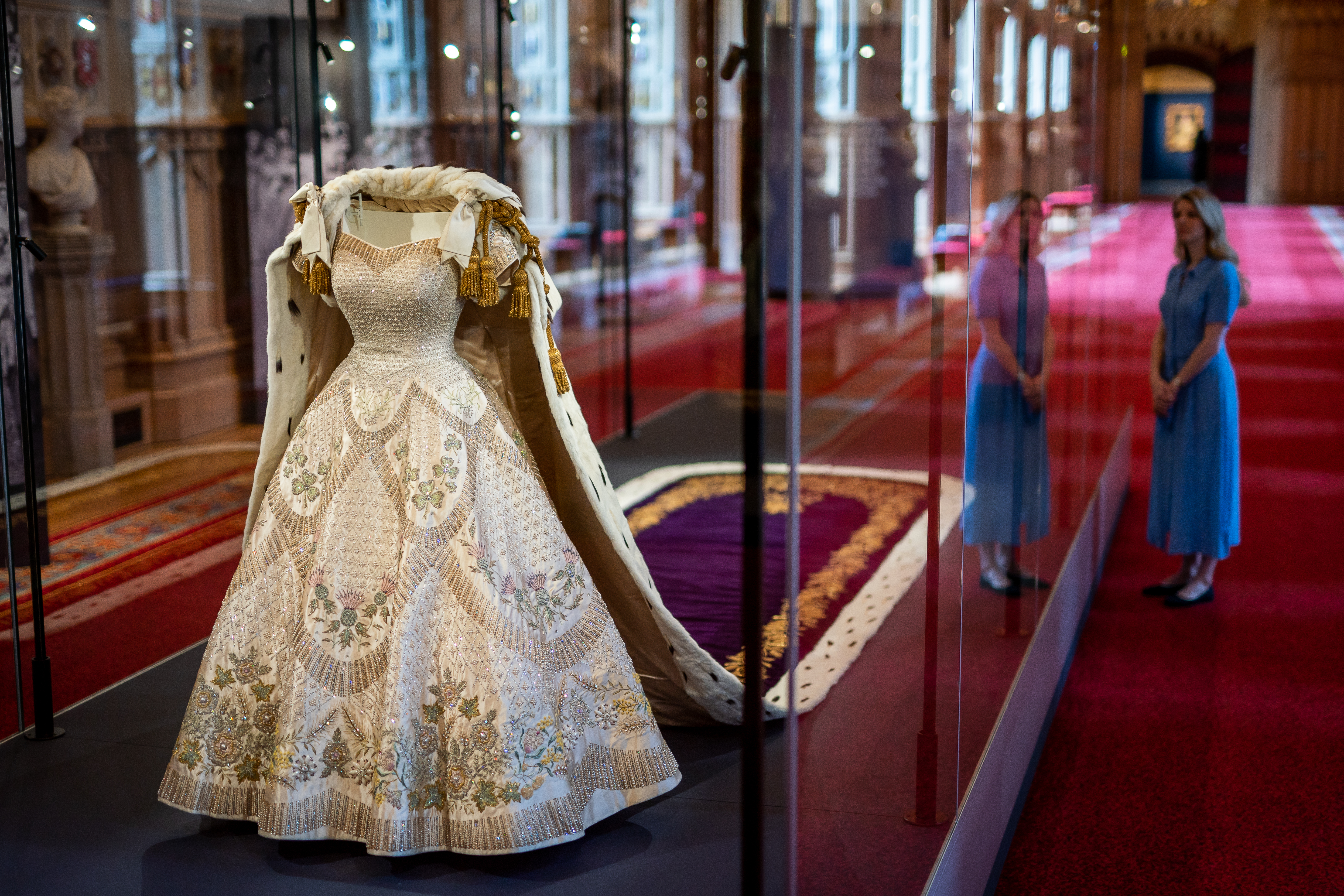 The Queen's coronation dress on display