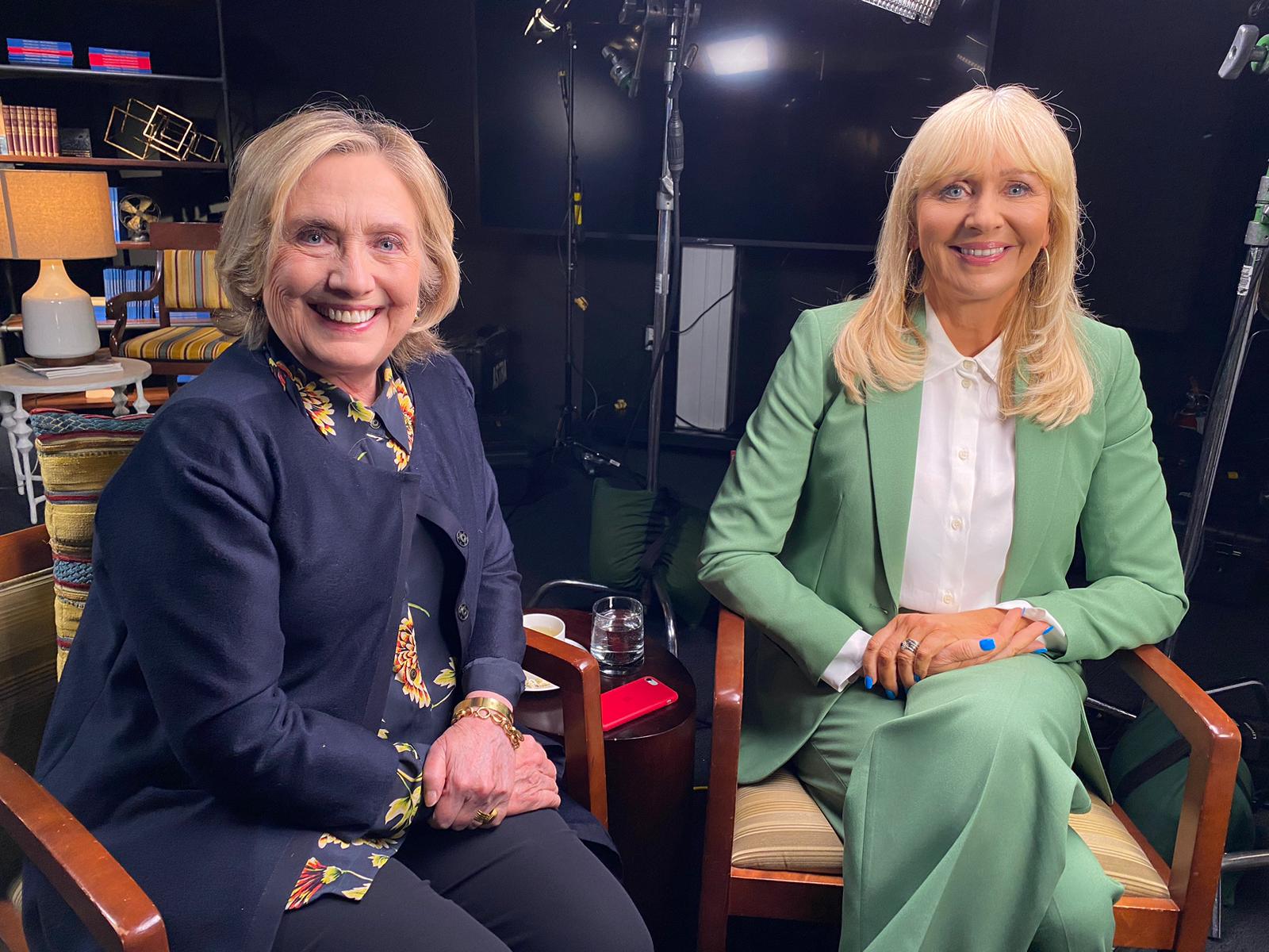 Hillary Clinton with RTE presenter Miriam O'Callaghan 