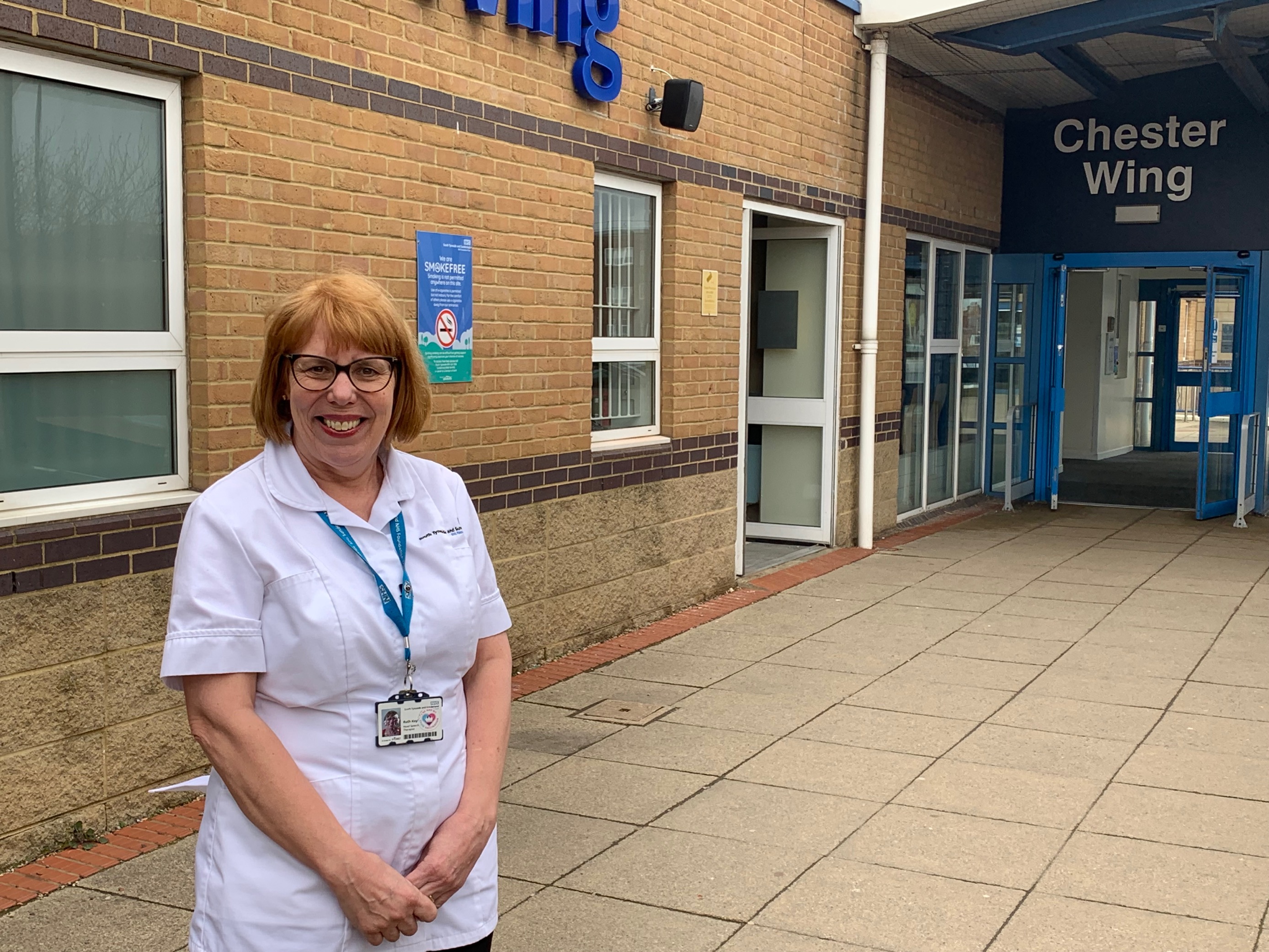 Ruth Rayner outside Sunderland Royal Hospital