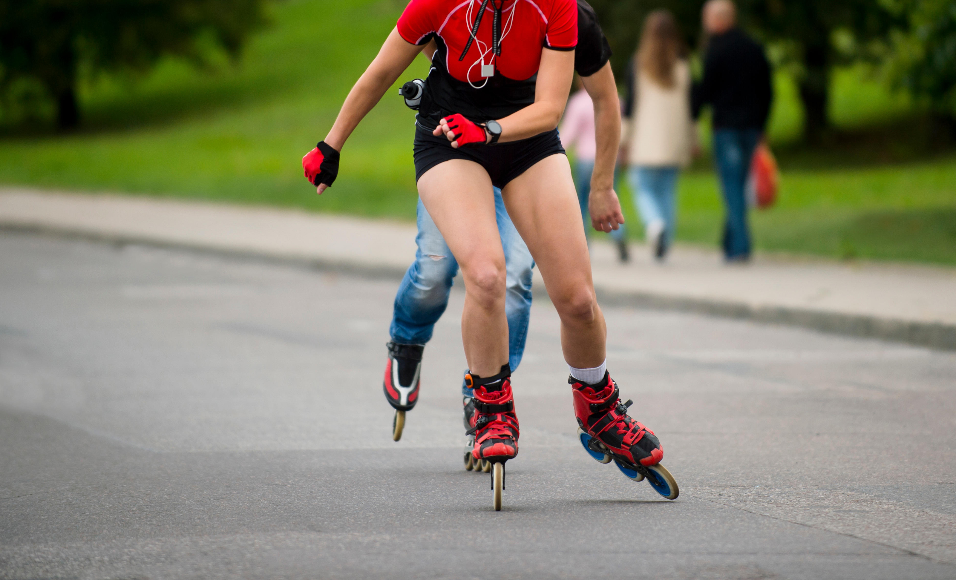 A woman inline skating