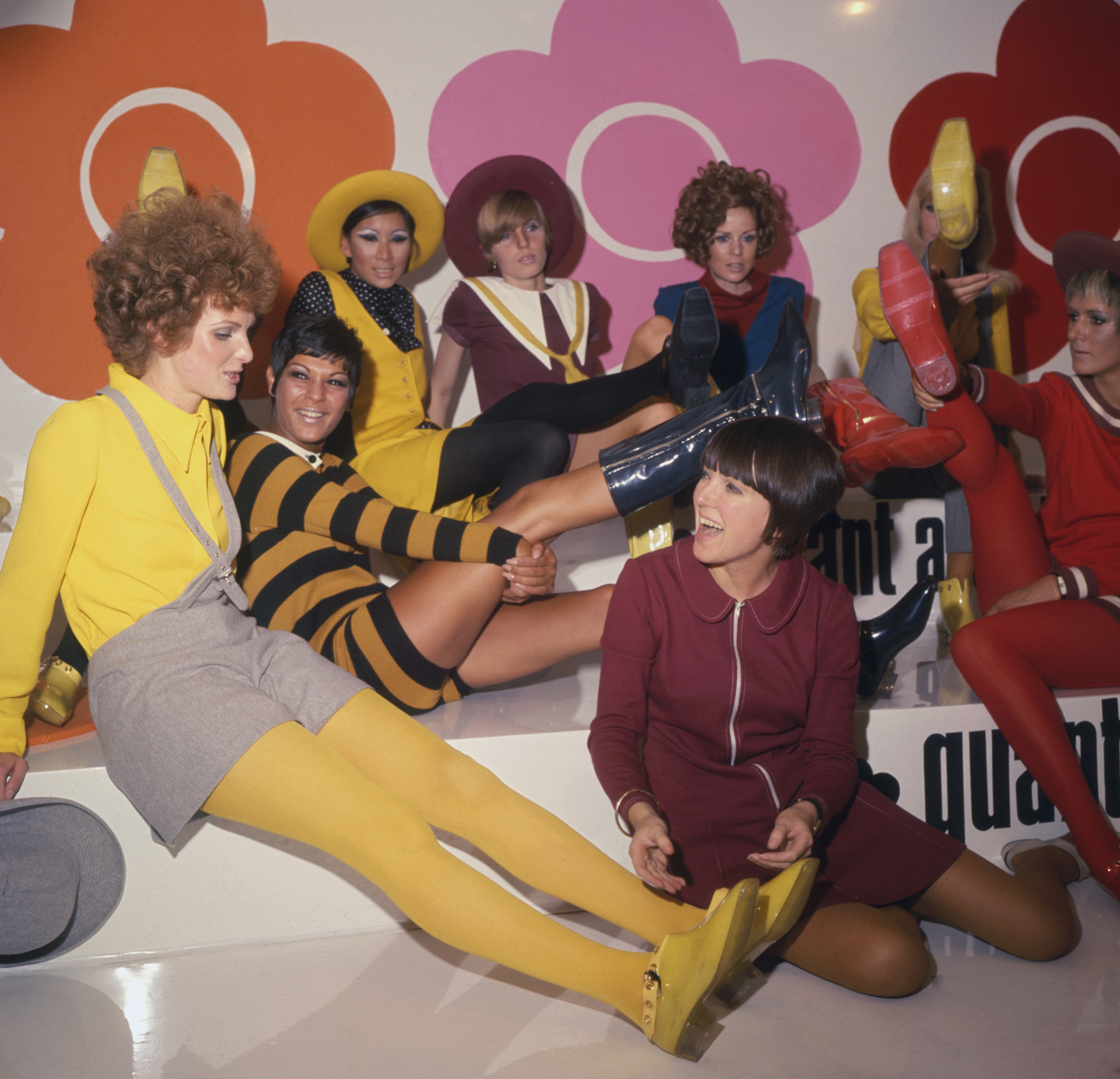 Models present creations by the designer Mary Quant in London