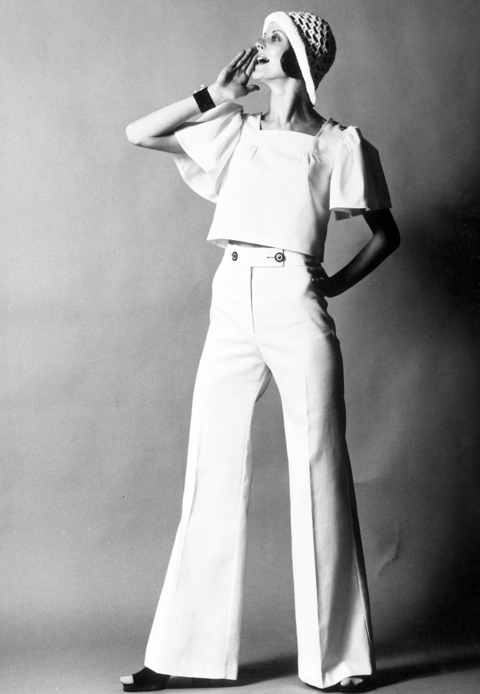 A model wears a sailor-inspired outfit from Mary Quant's 1972 spring/summer collection