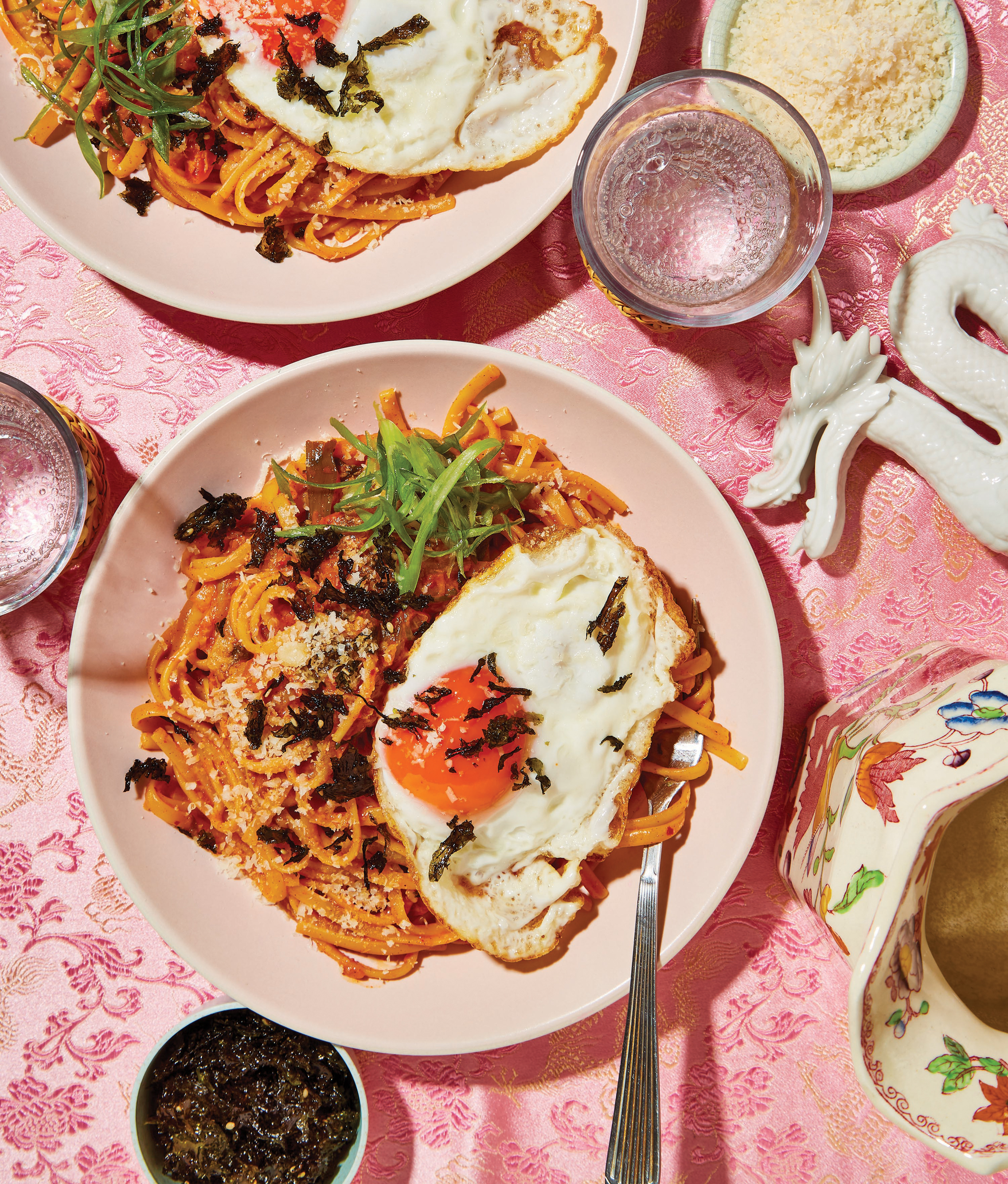 Cheesy kimchi linguine from A Splash Of Soy 